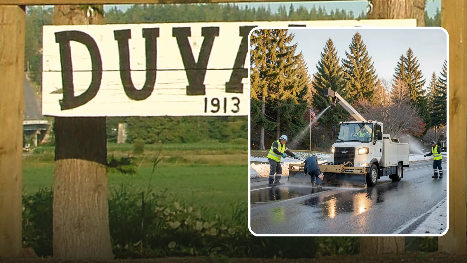 Anti-Icing Brine Application in Duvall, King County, WA - Proactive liquid brine application that prevents ice from bonding to public roadways and lots before a storm.