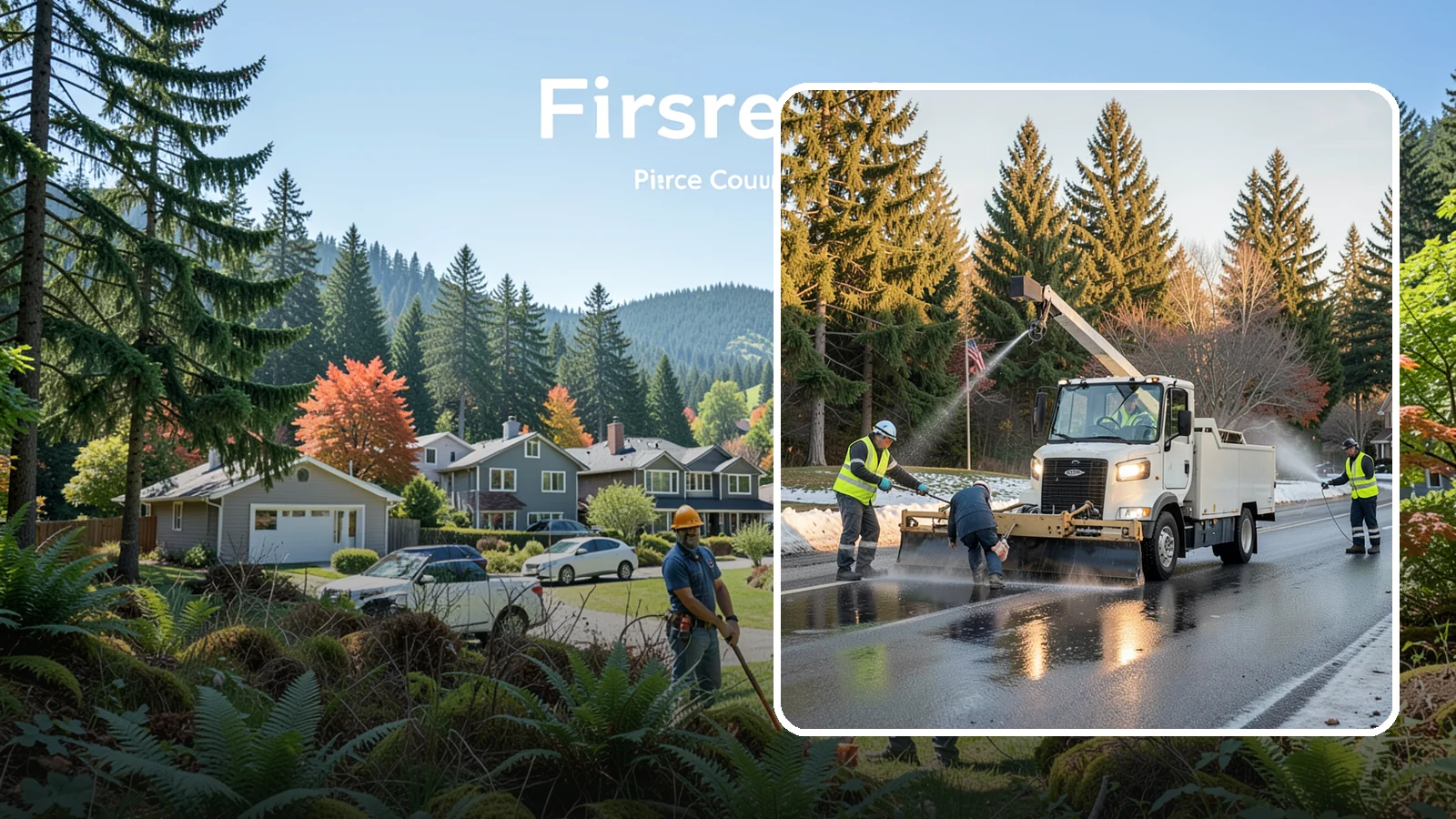 Anti-Icing Brine Application in Fircrest, Pierce County, WA - Proactive liquid brine application that prevents ice from bonding to public roadways and lots before a storm.
