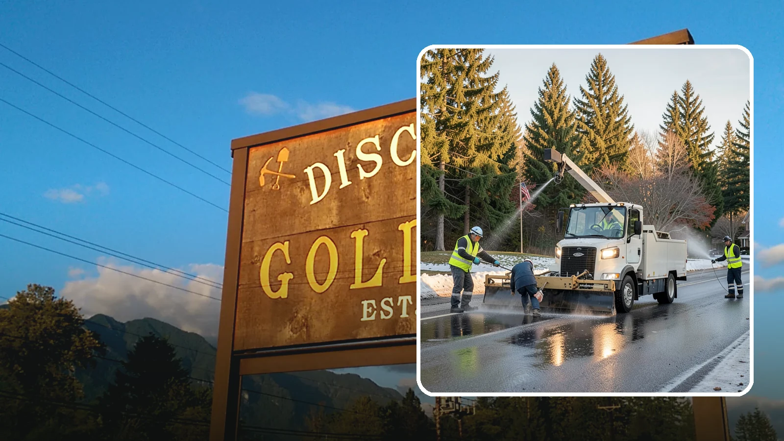 Anti-Icing Brine Application in Gold Bar, Snohomish County, WA - Proactive liquid brine application that prevents ice from bonding to public roadways and lots before a storm.