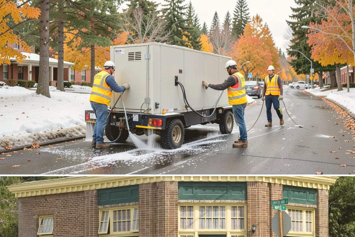 Anti-Icing Brine Application in Hamilton, Skagit County, WA - Applied ahead of forecasted freeze/snow events through the winter season.