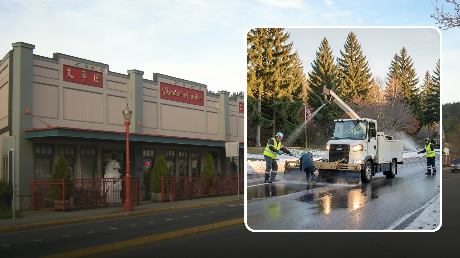 Anti-Icing Brine Application in Issaquah, King County, WA - Proactive liquid brine application that prevents ice from bonding to public roadways and lots before a storm.