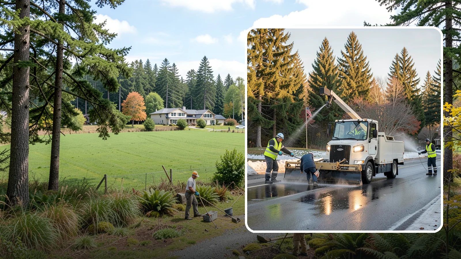 Anti-Icing Brine Application in Lyman, Skagit County, WA - Proactive liquid brine application that prevents ice from bonding to public roadways and lots before a storm.