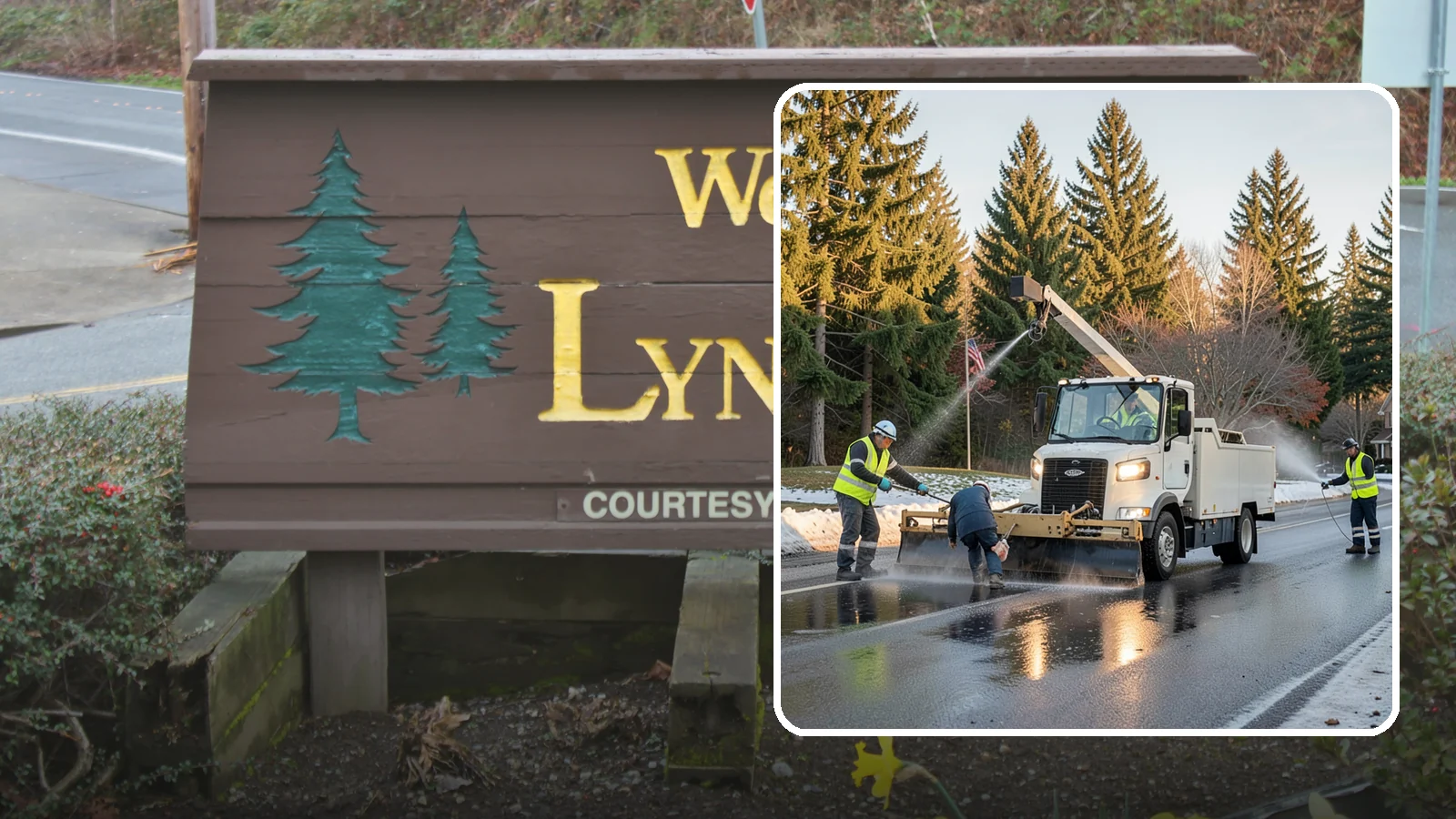 Anti-Icing Brine Application in Lynnwood, Snohomish County, WA - Proactive liquid brine application that prevents ice from bonding to public roadways and lots before a storm.