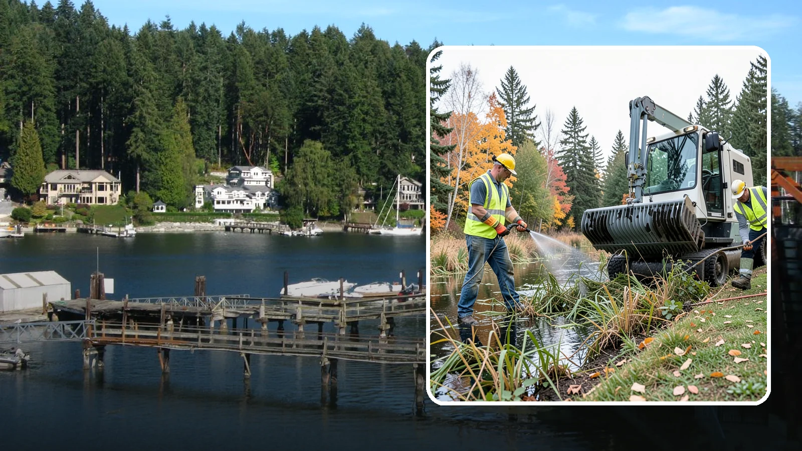Aquatic Weed Control in Gig Harbor, Pierce County, WA - Permit-compliant control of invasive aquatic vegetation in municipal ponds, stormwater facilities, and shorelines.