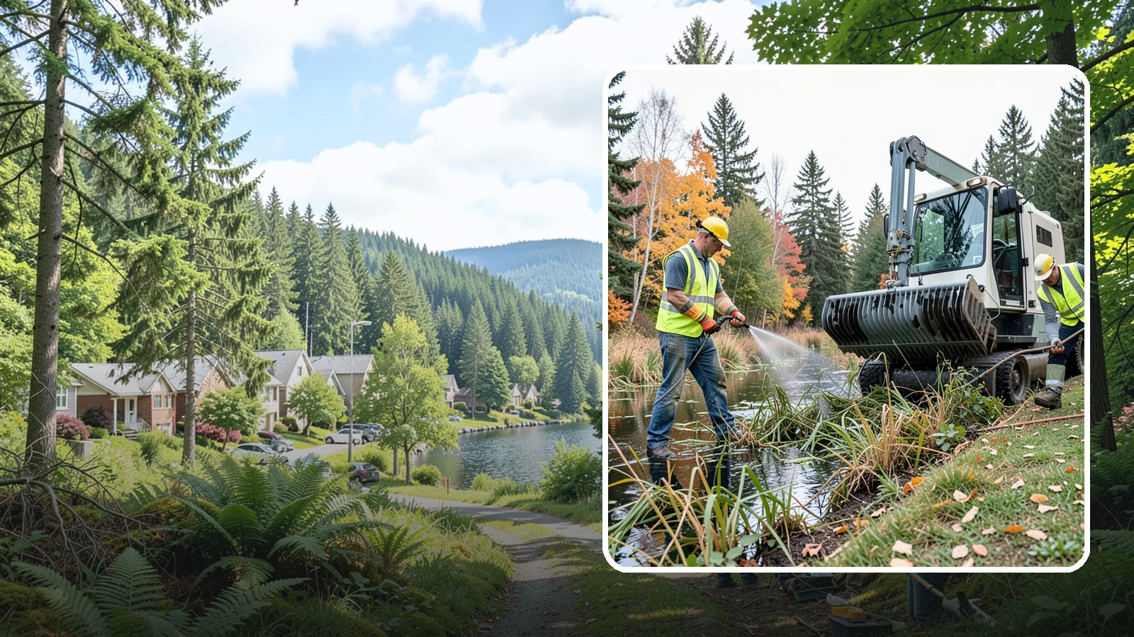 Aquatic Weed Control in Lake Forest Park, King County, WA - Permit-compliant control of invasive aquatic vegetation in municipal ponds, stormwater facilities, and shorelines.