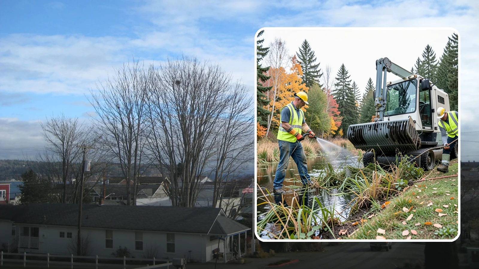Aquatic Weed Control in Langley, Island County, WA - Permit-compliant control of invasive aquatic vegetation in municipal ponds, stormwater facilities, and shorelines.
