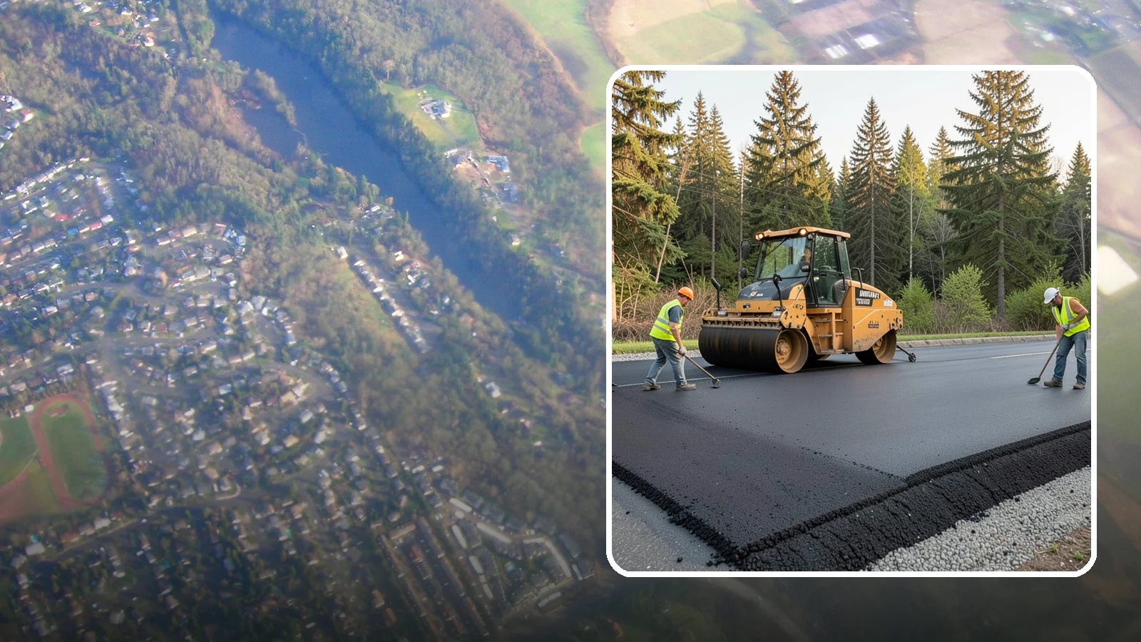 Asphalt Berm Construction in Algona, King County, WA - Machine-extruded asphalt berms and curbs that direct runoff and define pavement edges.