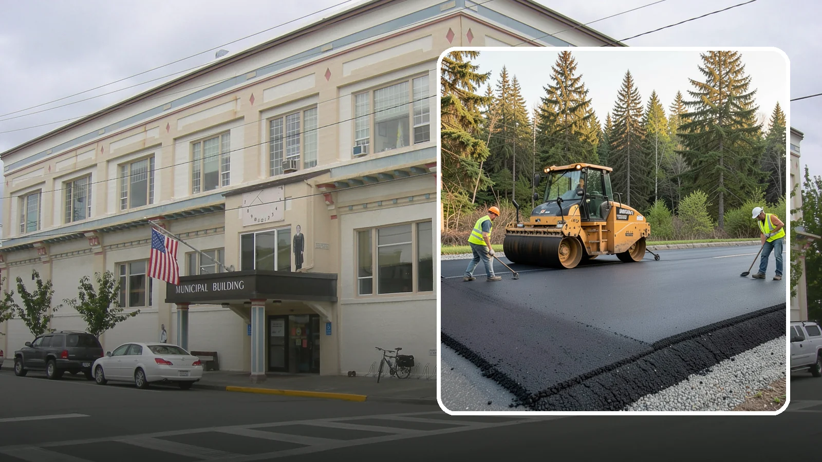 Asphalt Berm Construction in Anacortes, Skagit County, WA - Machine-extruded asphalt berms and curbs that direct runoff and define pavement edges.