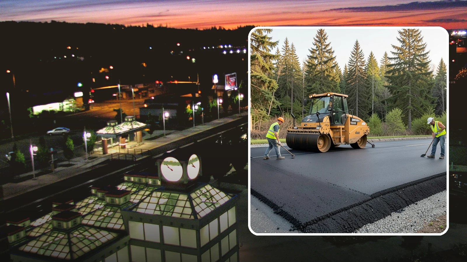 Asphalt Berm Construction in Auburn, King County, WA - Machine-extruded asphalt berms and curbs that direct runoff and define pavement edges.