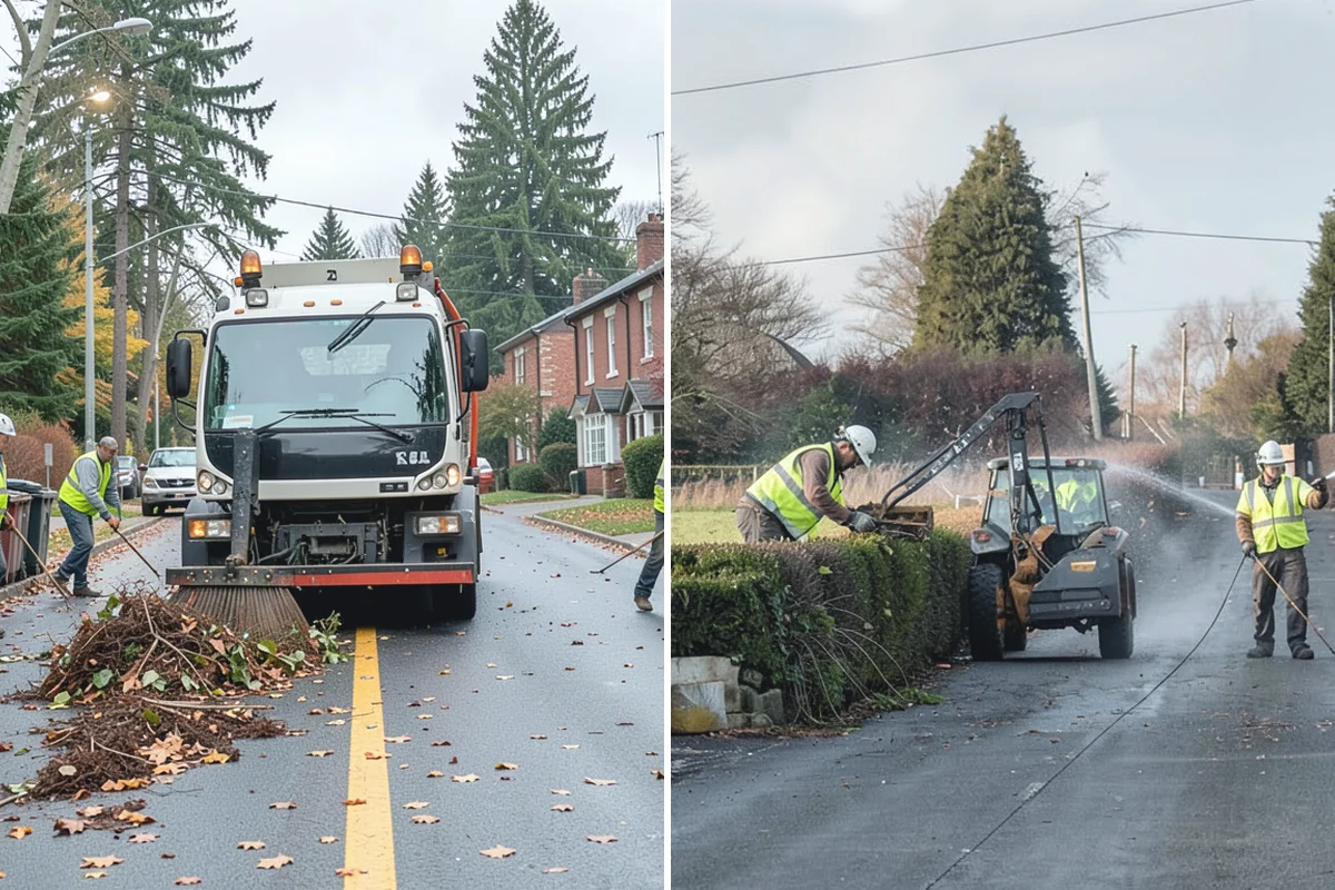 Asphalt Berm Construction in Beaux Arts Village, King County, WA - Confirm the alignment and drainage flow line