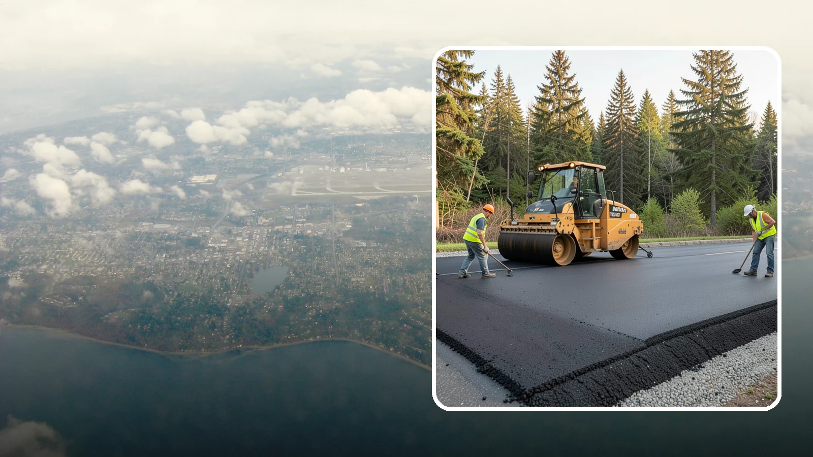 Asphalt Berm Construction in Burien, King County, WA - Machine-extruded asphalt berms and curbs that direct runoff and define pavement edges.