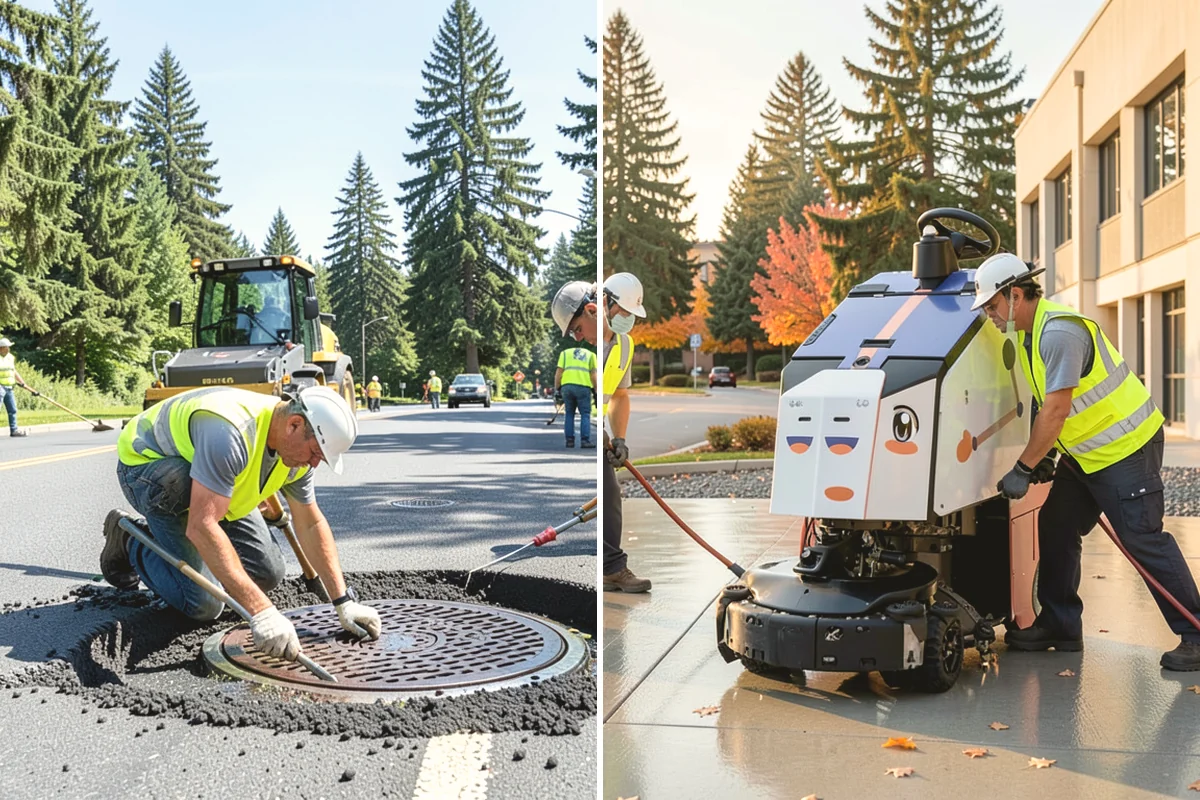 Asphalt Berm Construction in Burien, King County, WA - Confirm the alignment and drainage flow line