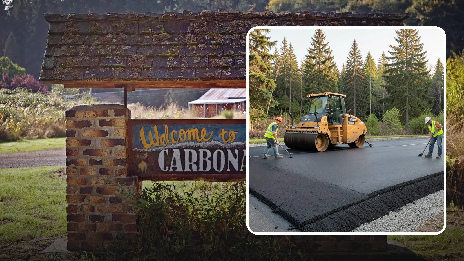 Asphalt Berm Construction in Carbonado, Pierce County, WA - Machine-extruded asphalt berms and curbs that direct runoff and define pavement edges.