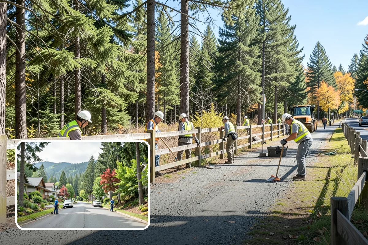 Asphalt Berm Construction in Darrington, Snohomish County, WA - Economical alternative to concrete curbing