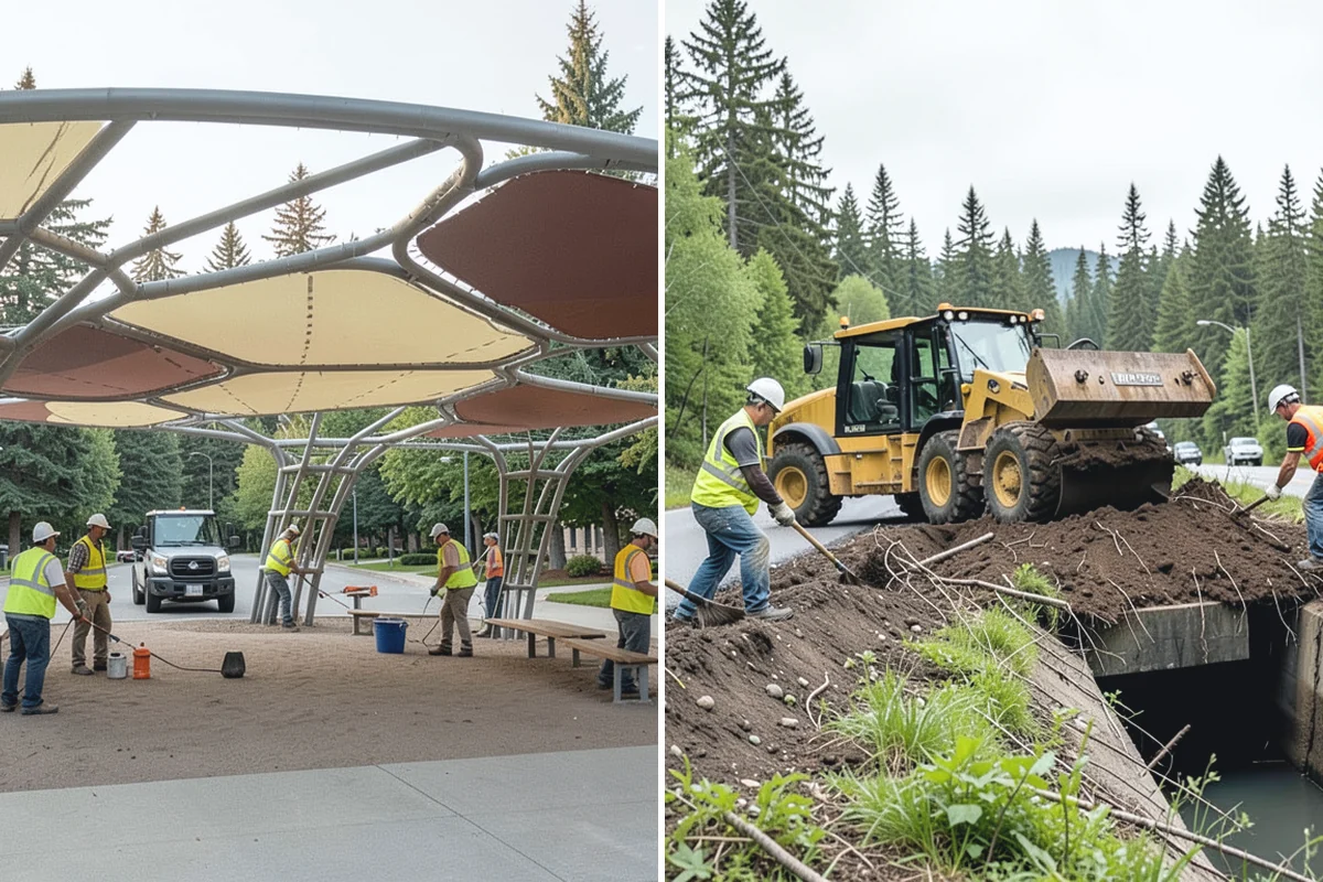 Asphalt Berm Construction in Des Moines, King County, WA - Confirm the alignment and drainage flow line
