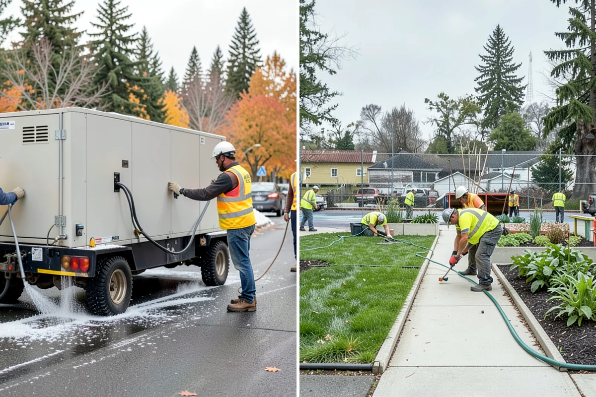 Asphalt Berm Construction in DuPont, Pierce County, WA - Confirm the alignment and drainage flow line