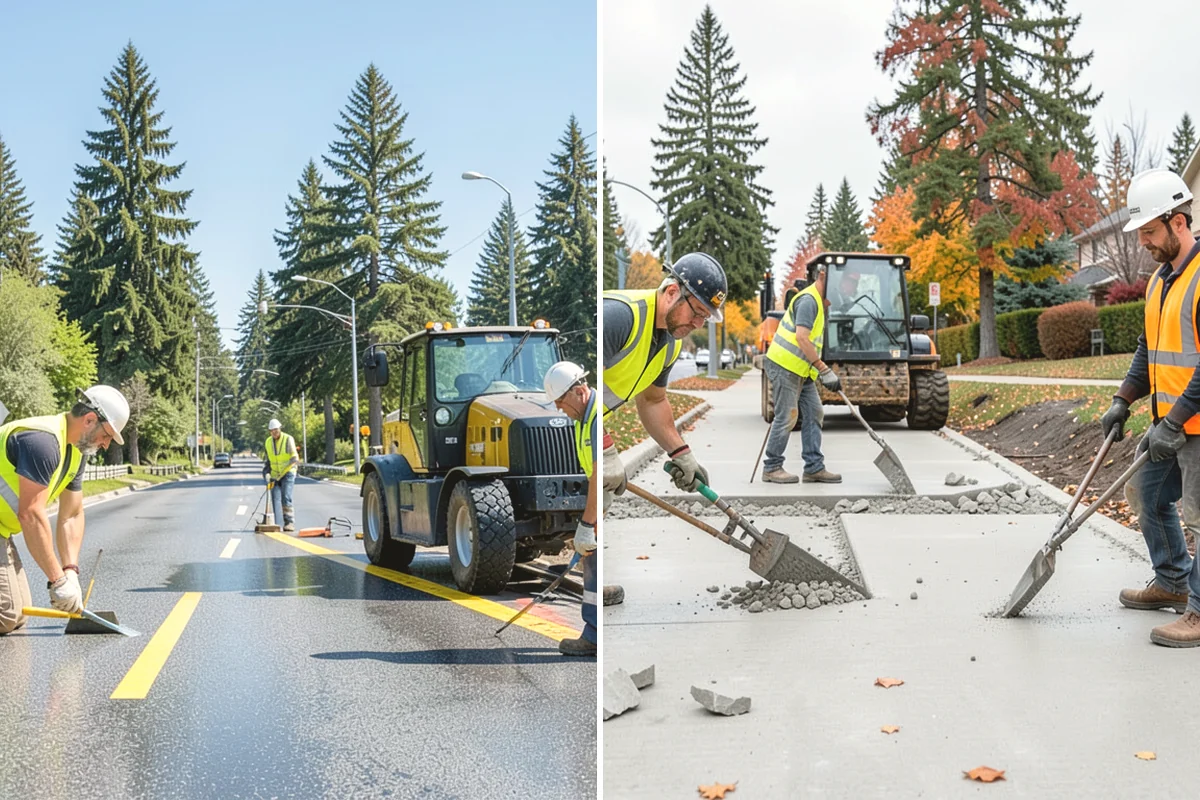 Asphalt Berm Construction in Duvall, King County, WA - Confirm the alignment and drainage flow line