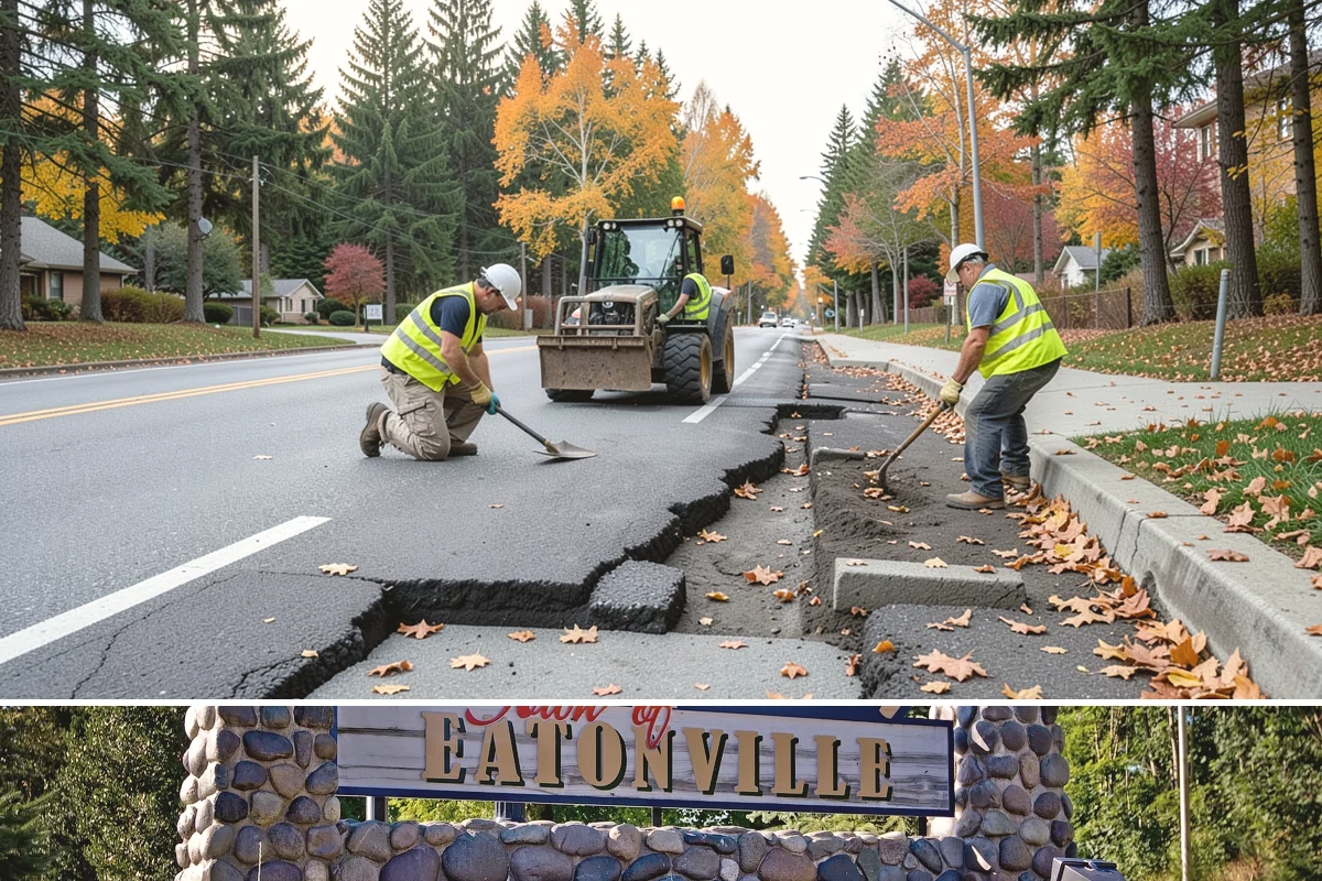 Asphalt Berm Construction in Eatonville, Pierce County, WA - Berm construction pairs with summer paving projects when warm, dry conditions ensure a solid bond to the pavement.
