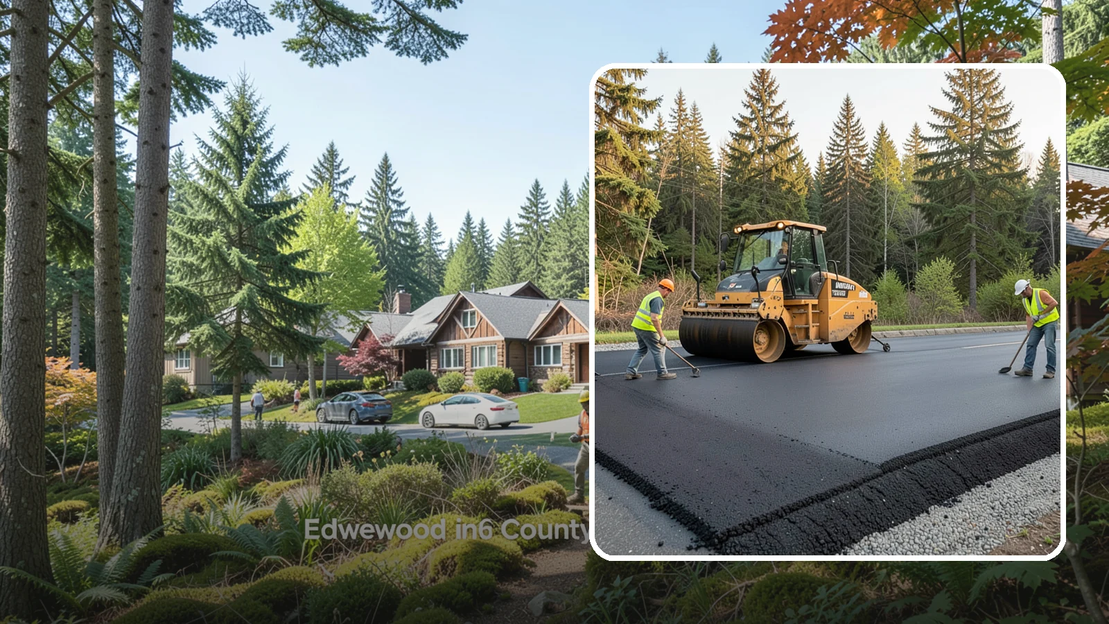 Asphalt Berm Construction in Edgewood, Pierce County, WA - Machine-extruded asphalt berms and curbs that direct runoff and define pavement edges.