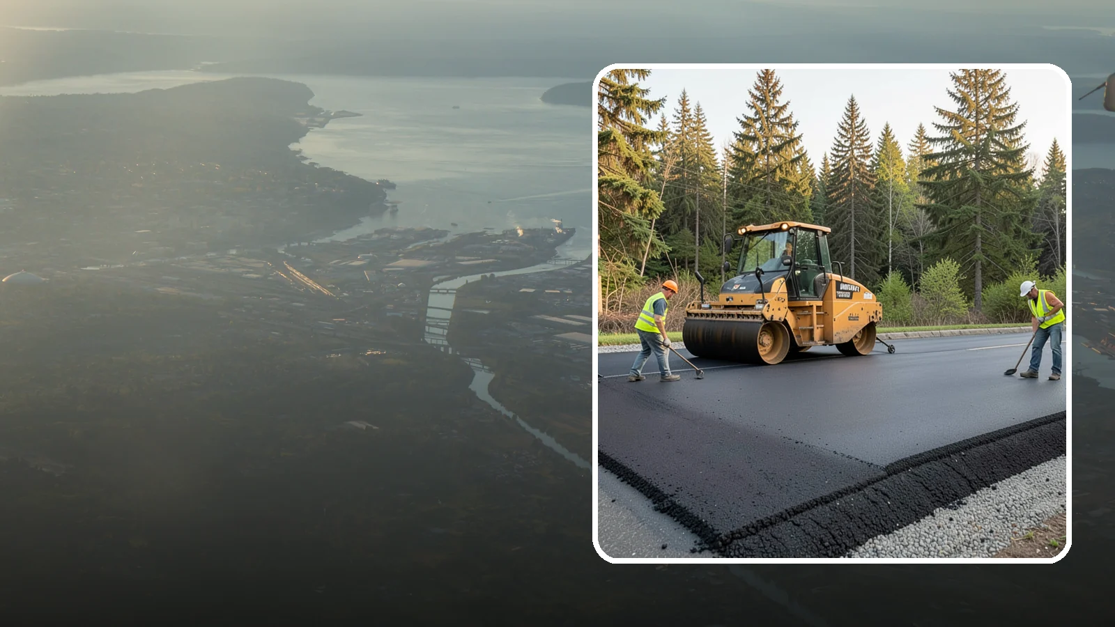 Asphalt Berm Construction in Fife, Pierce County, WA - Machine-extruded asphalt berms and curbs that direct runoff and define pavement edges.