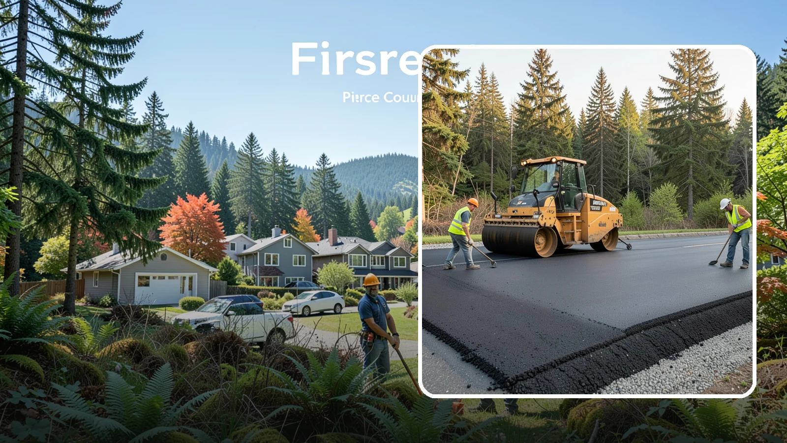 Asphalt Berm Construction in Fircrest, Pierce County, WA - Machine-extruded asphalt berms and curbs that direct runoff and define pavement edges.