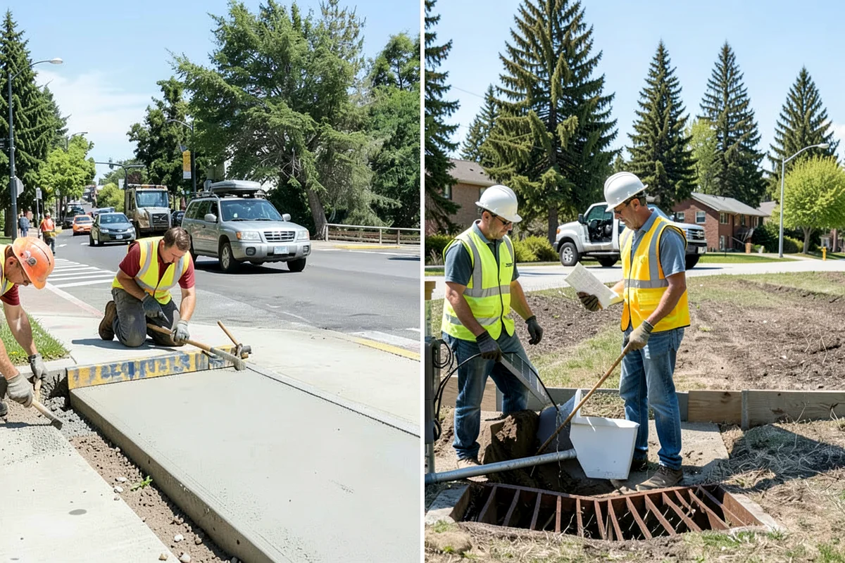 Asphalt Berm Construction in Hunts Point, King County, WA - Confirm the alignment and drainage flow line
