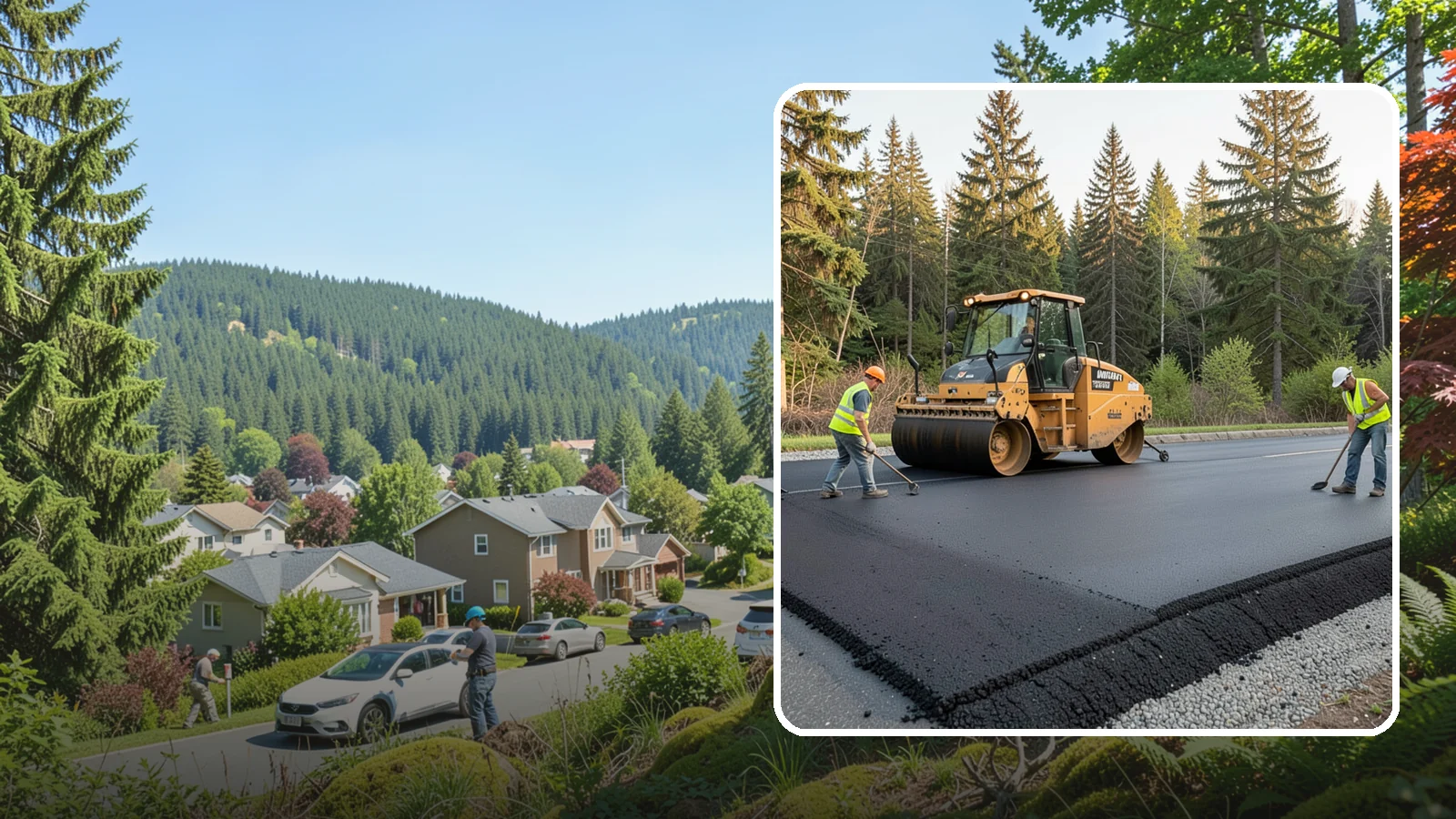 Asphalt Berm Construction in Index, Snohomish County, WA - Machine-extruded asphalt berms and curbs that direct runoff and define pavement edges.