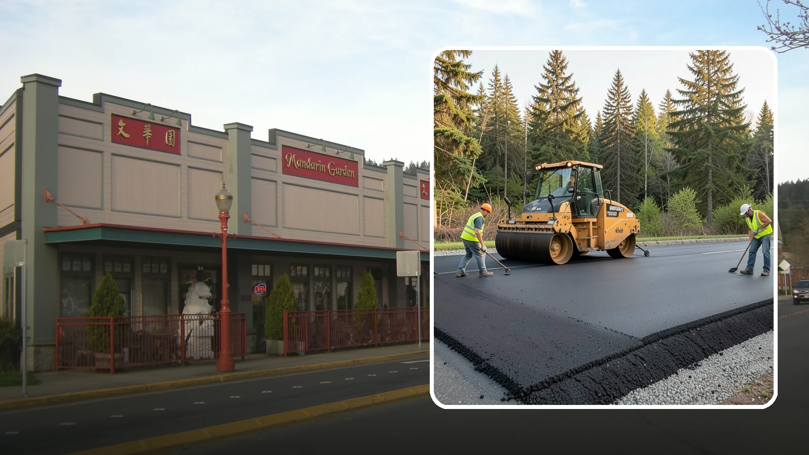 Asphalt Berm Construction in Issaquah, King County, WA - Machine-extruded asphalt berms and curbs that direct runoff and define pavement edges.