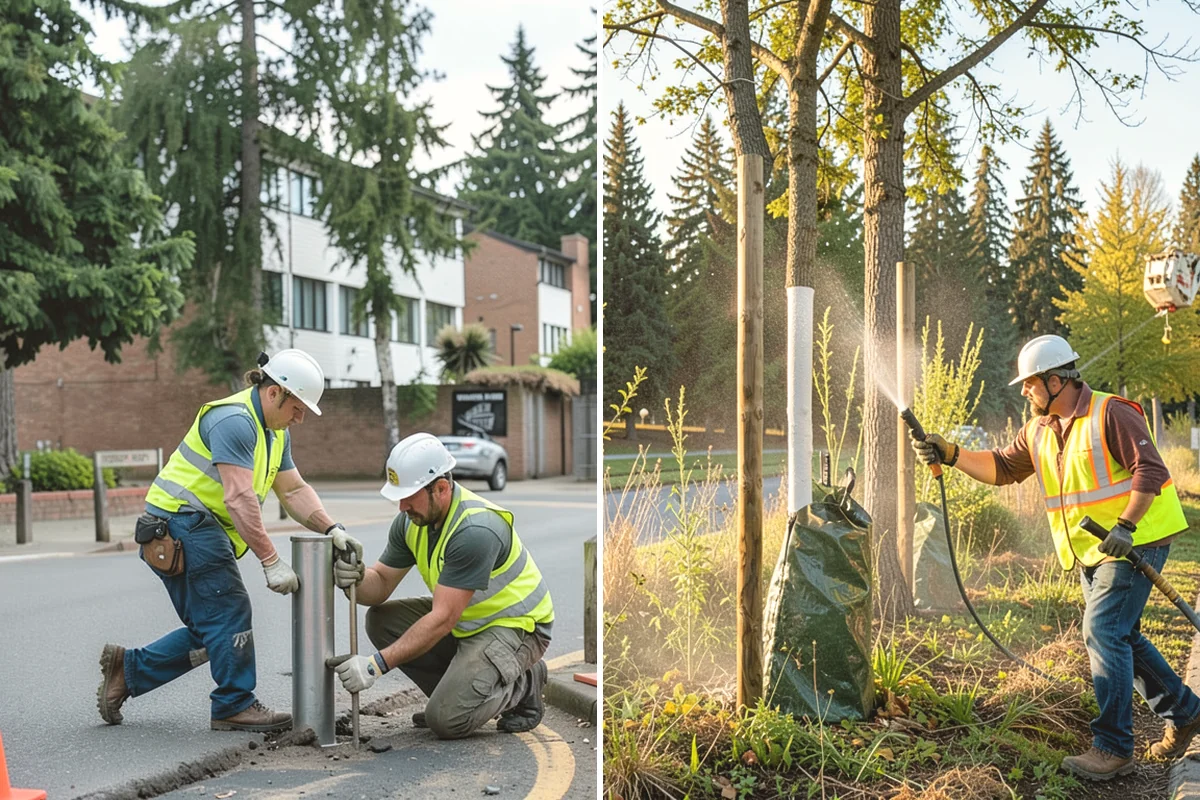 Asphalt Berm Construction in Issaquah, King County, WA - Confirm the alignment and drainage flow line