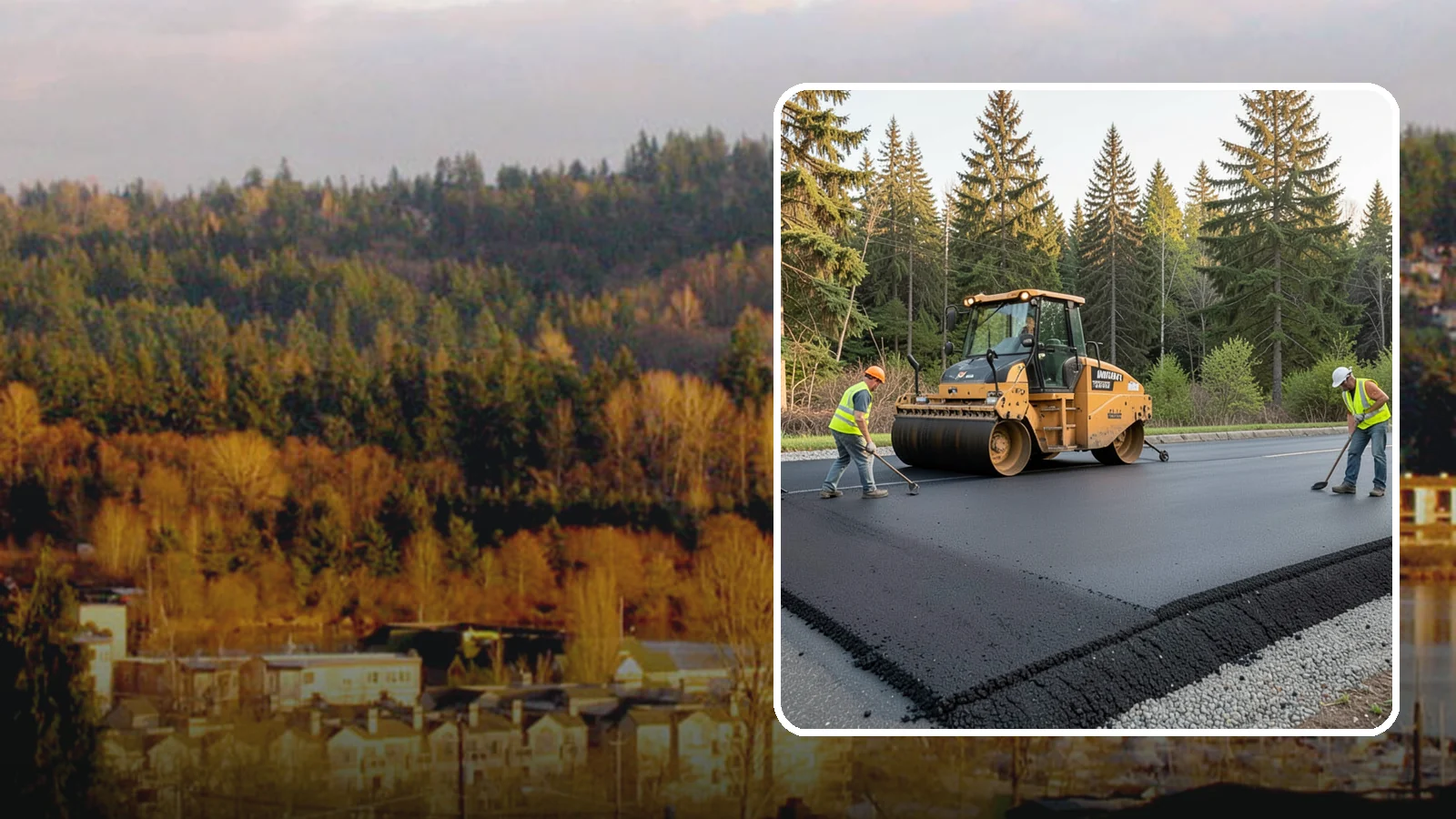 Asphalt Berm Construction in Kenmore, King County, WA - Machine-extruded asphalt berms and curbs that direct runoff and define pavement edges.