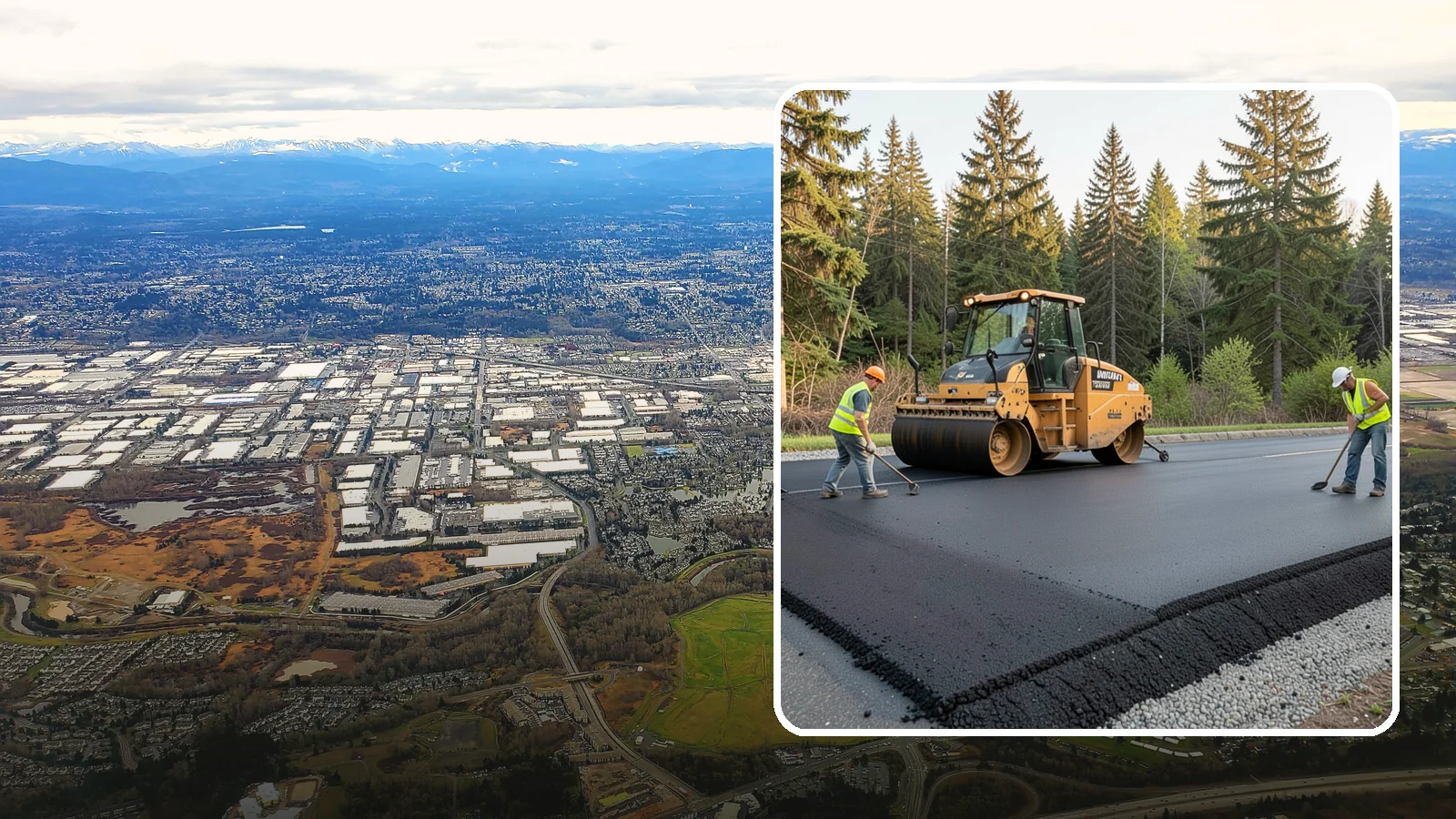 Asphalt Berm Construction in Kent, King County, WA - Machine-extruded asphalt berms and curbs that direct runoff and define pavement edges.