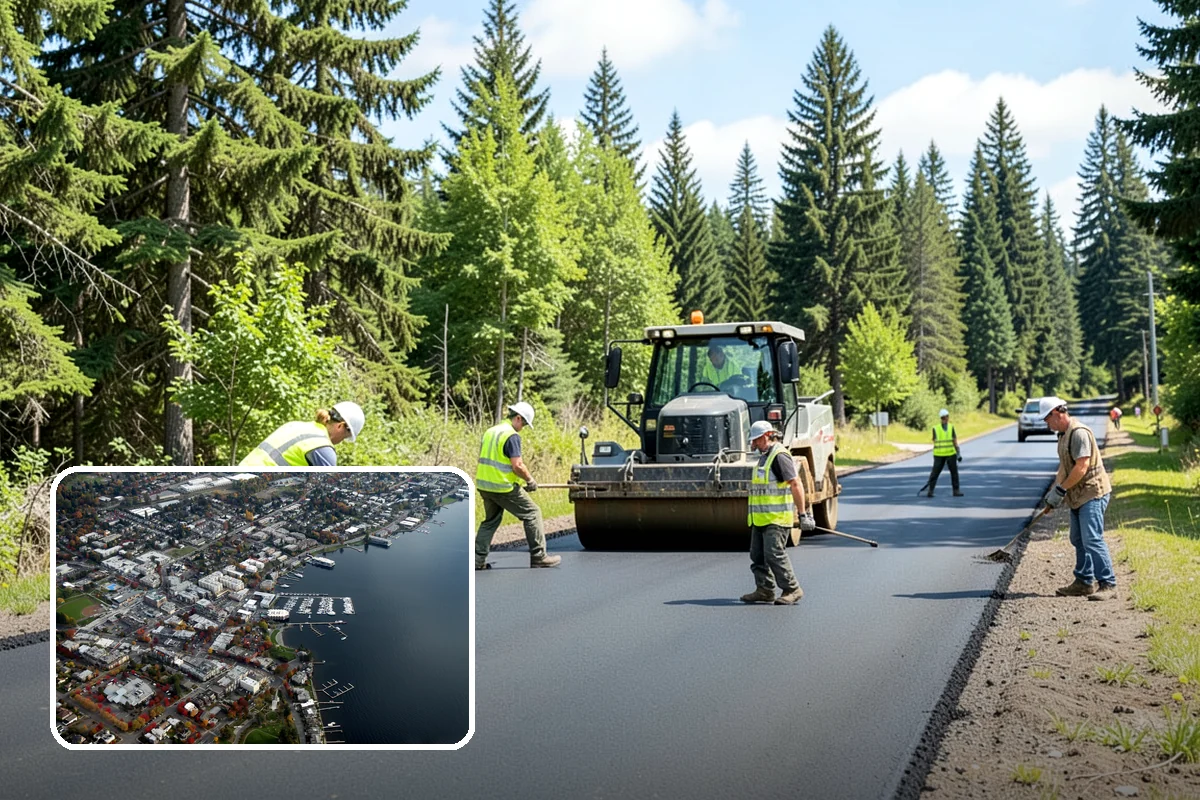 Asphalt Berm Construction in Kirkland, King County, WA - Economical alternative to concrete curbing