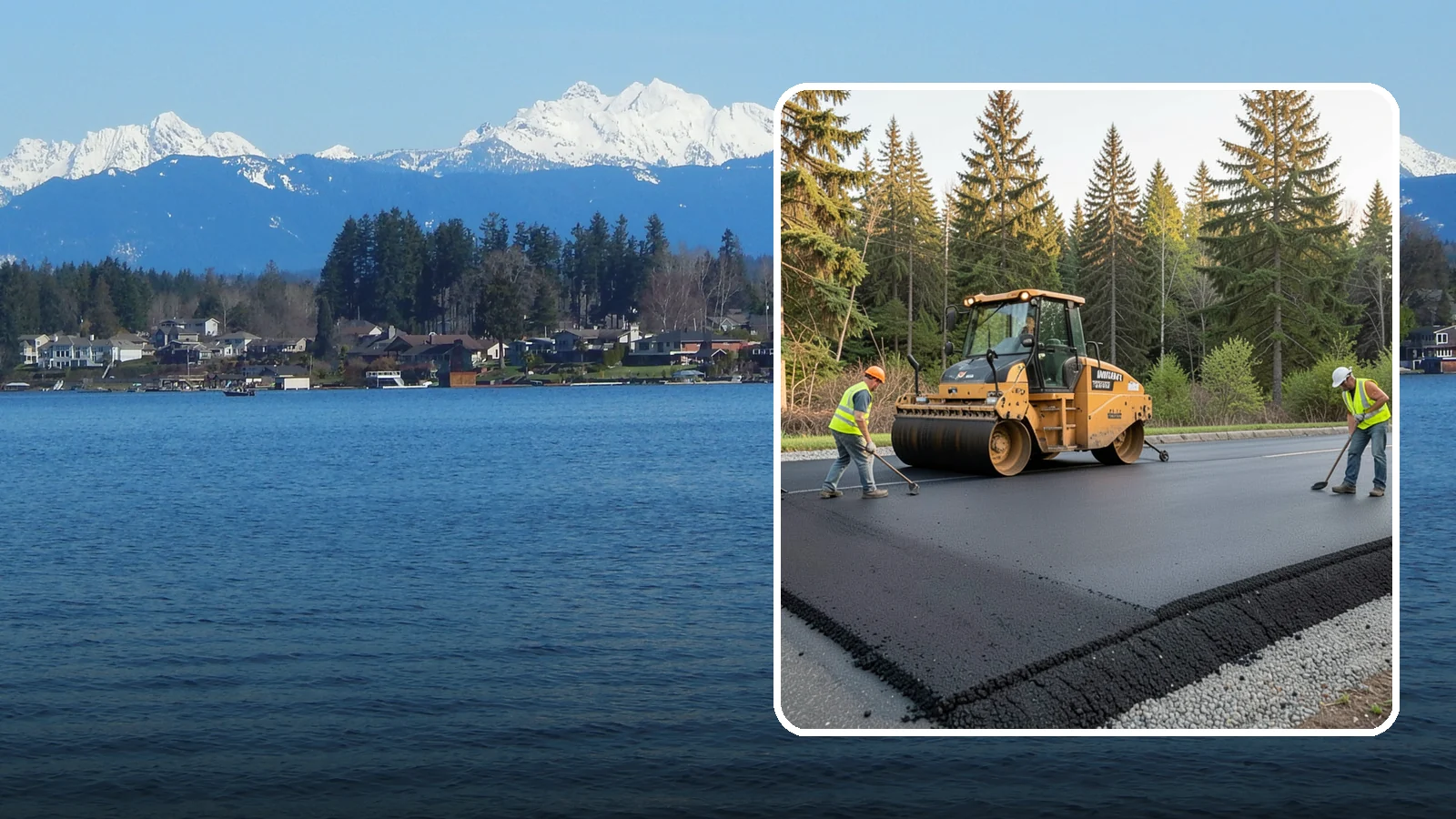 Asphalt Berm Construction in Lake Stevens, Snohomish County, WA - Machine-extruded asphalt berms and curbs that direct runoff and define pavement edges.