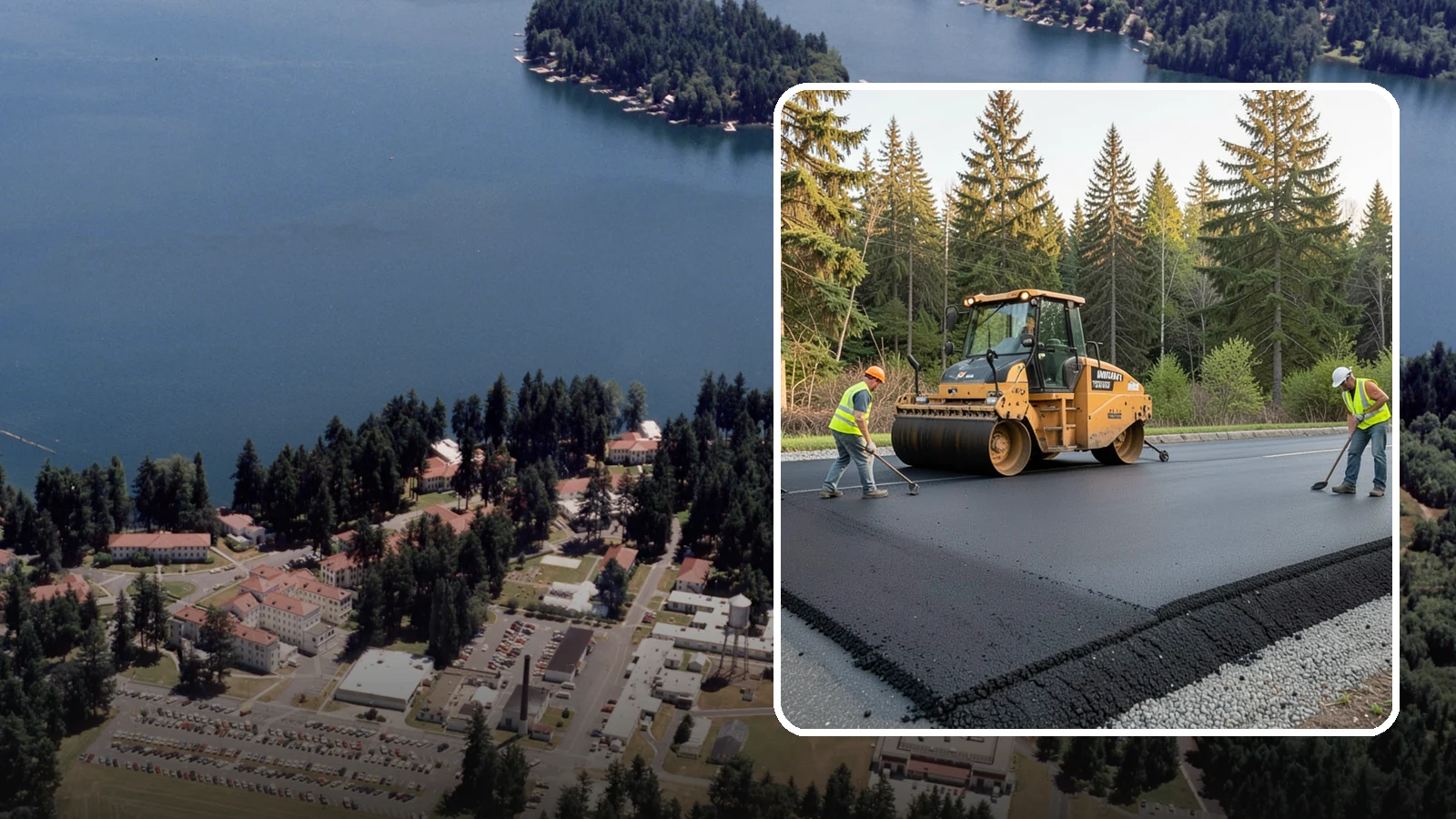Asphalt Berm Construction in Lakewood, Pierce County, WA - Machine-extruded asphalt berms and curbs that direct runoff and define pavement edges.