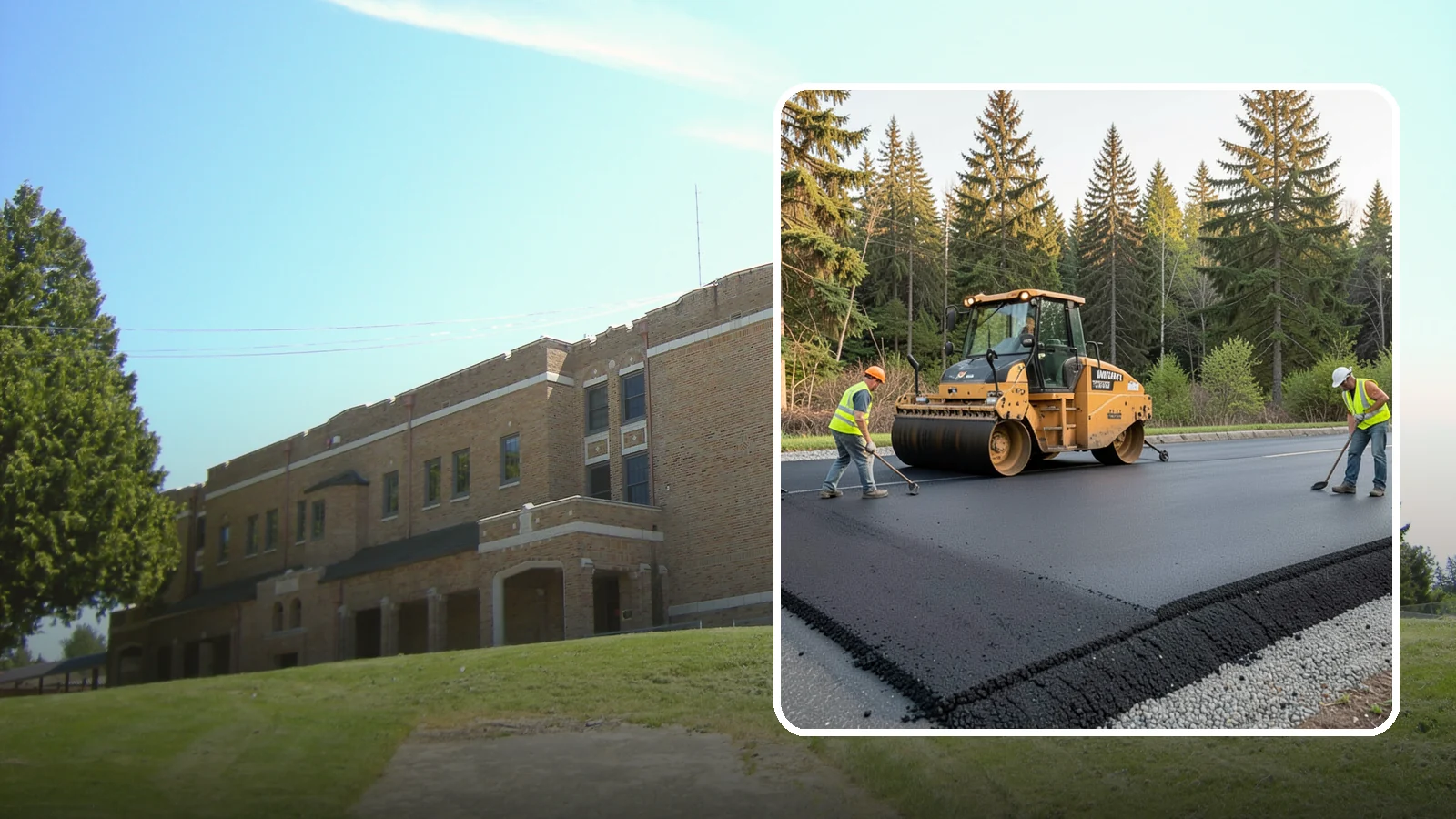 Asphalt Berm Construction in Maple Valley, King County, WA - Machine-extruded asphalt berms and curbs that direct runoff and define pavement edges.