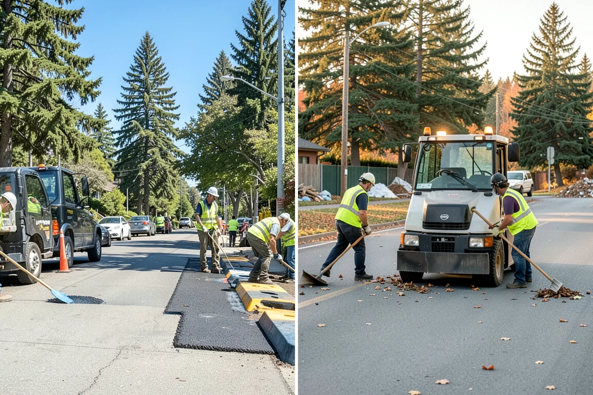 Asphalt Berm Construction in Maple Valley, King County, WA - Confirm the alignment and drainage flow line
