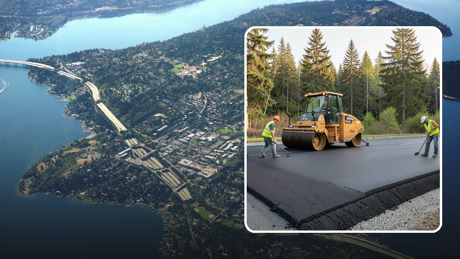 Asphalt Berm Construction in Mercer Island, King County, WA - Machine-extruded asphalt berms and curbs that direct runoff and define pavement edges.