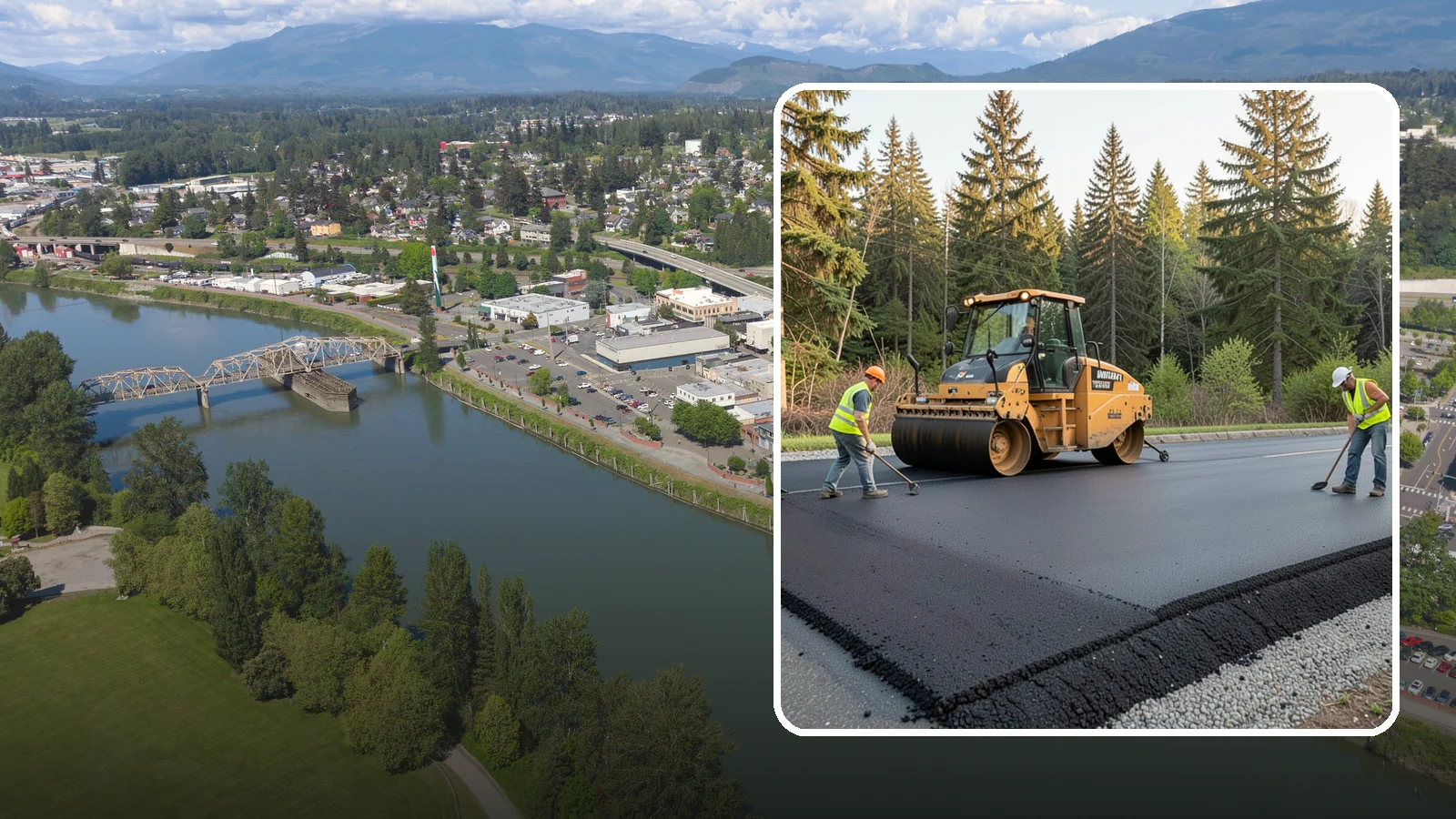 Asphalt Berm Construction in Mount Vernon, Skagit County, WA - Machine-extruded asphalt berms and curbs that direct runoff and define pavement edges.