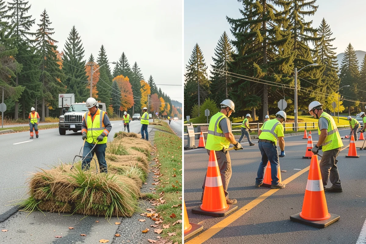 Asphalt Berm Construction in Mount Vernon, Skagit County, WA - Confirm the alignment and drainage flow line