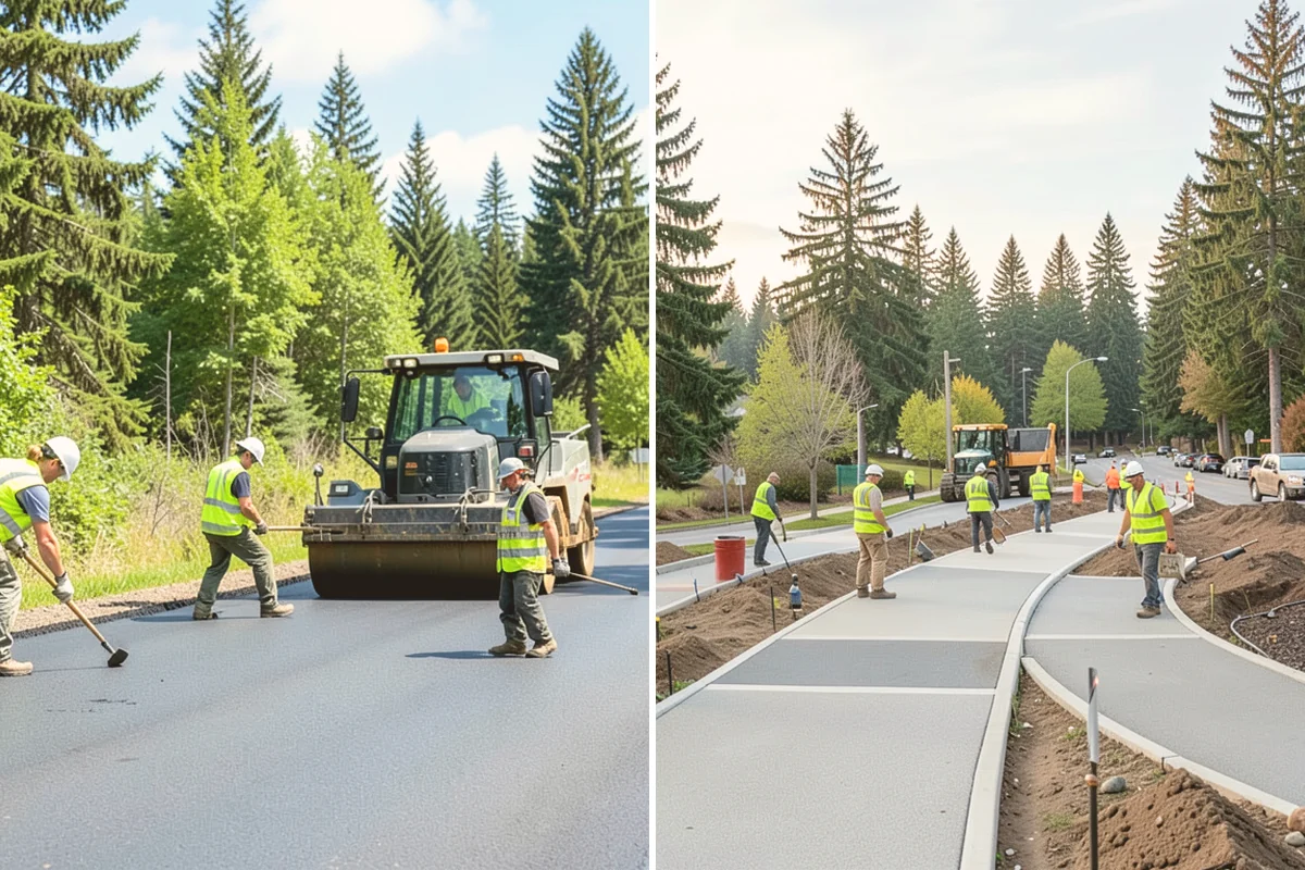 Asphalt Berm Construction in Orting, Pierce County, WA - Confirm the alignment and drainage flow line