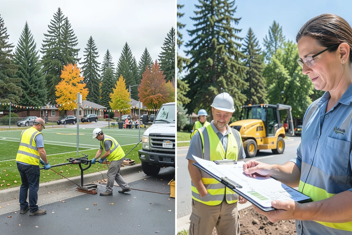 Asphalt Berm Construction in Redmond, King County, WA - Confirm the alignment and drainage flow line