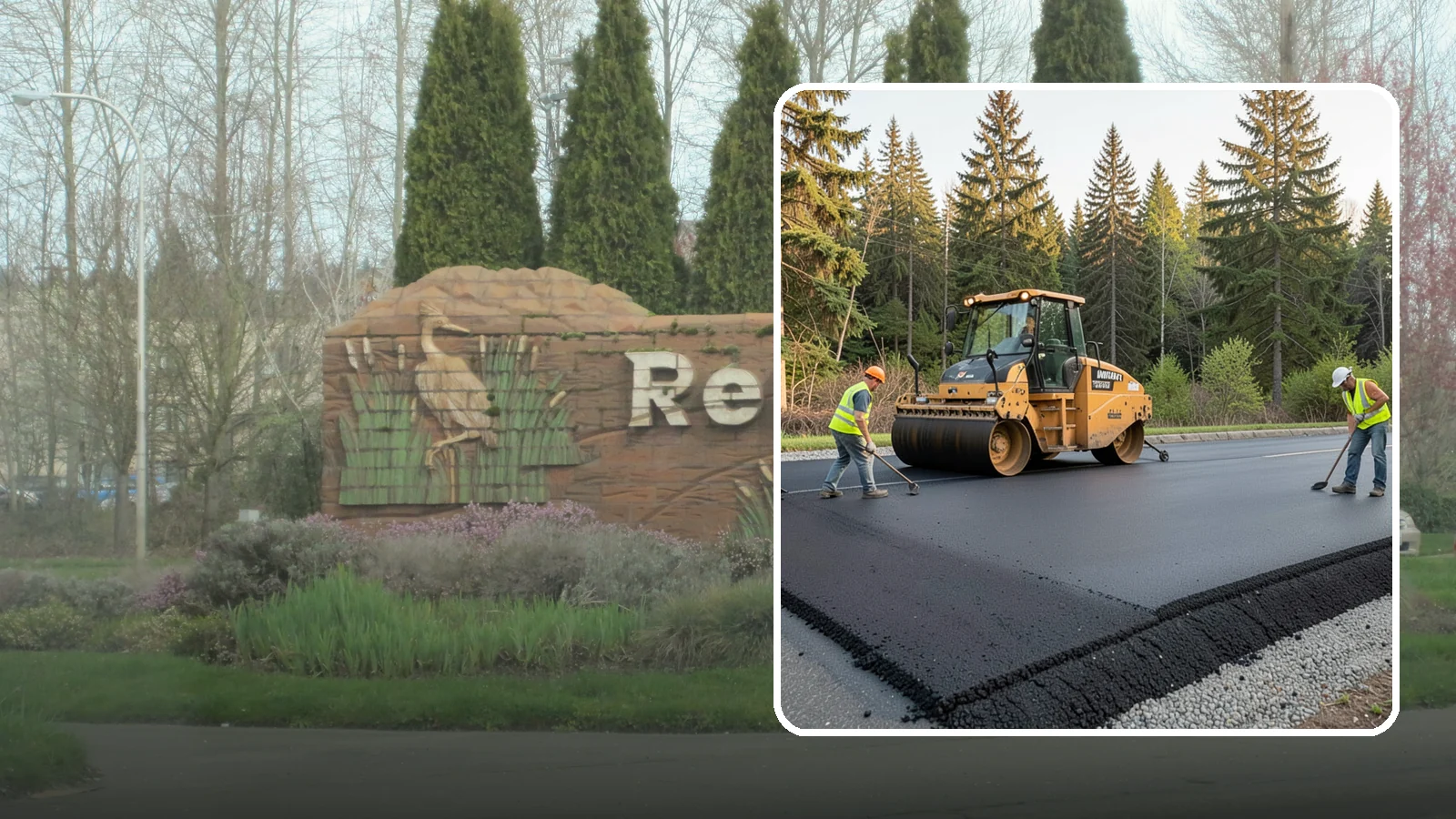 Asphalt Berm Construction in Renton, King County, WA - Machine-extruded asphalt berms and curbs that direct runoff and define pavement edges.