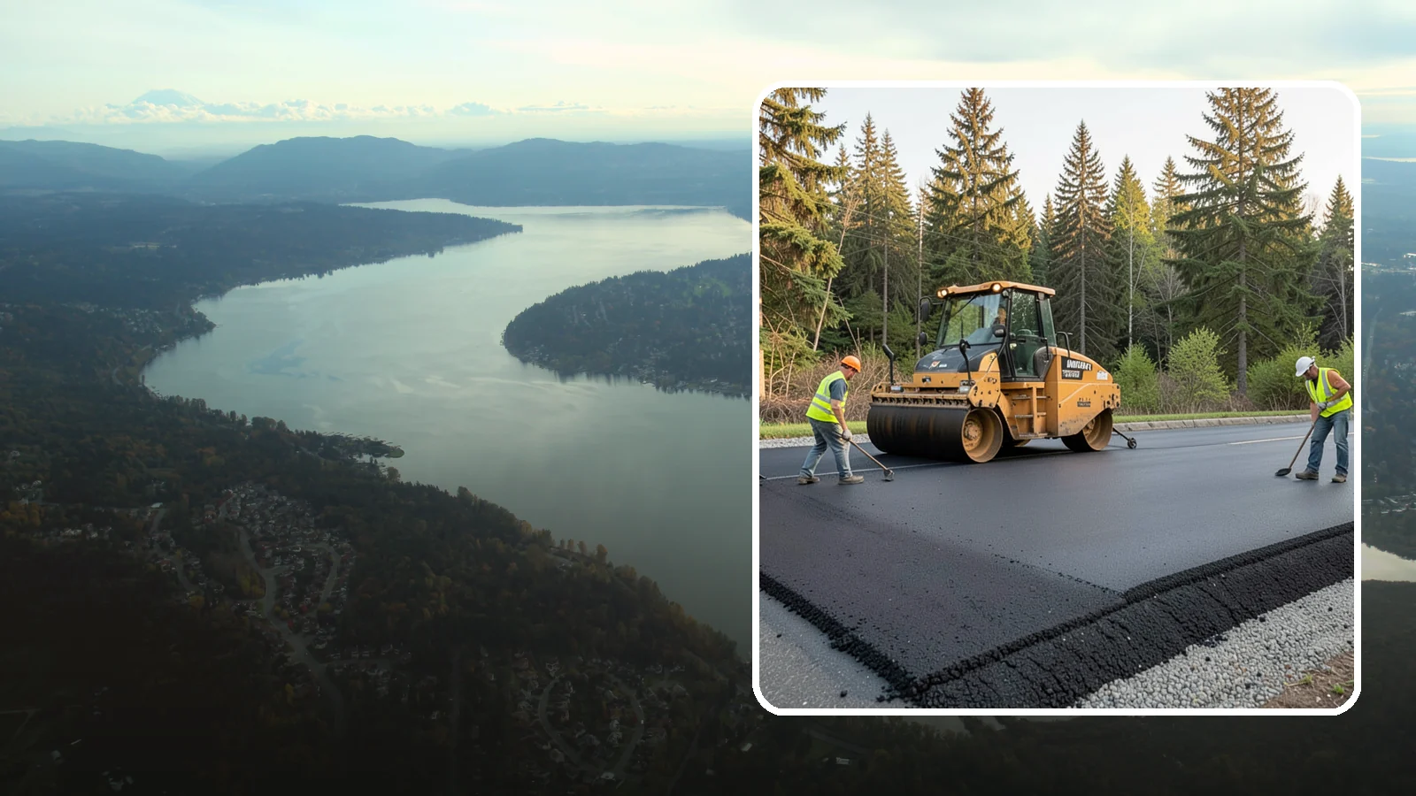 Asphalt Berm Construction in Sammamish, King County, WA - Machine-extruded asphalt berms and curbs that direct runoff and define pavement edges.