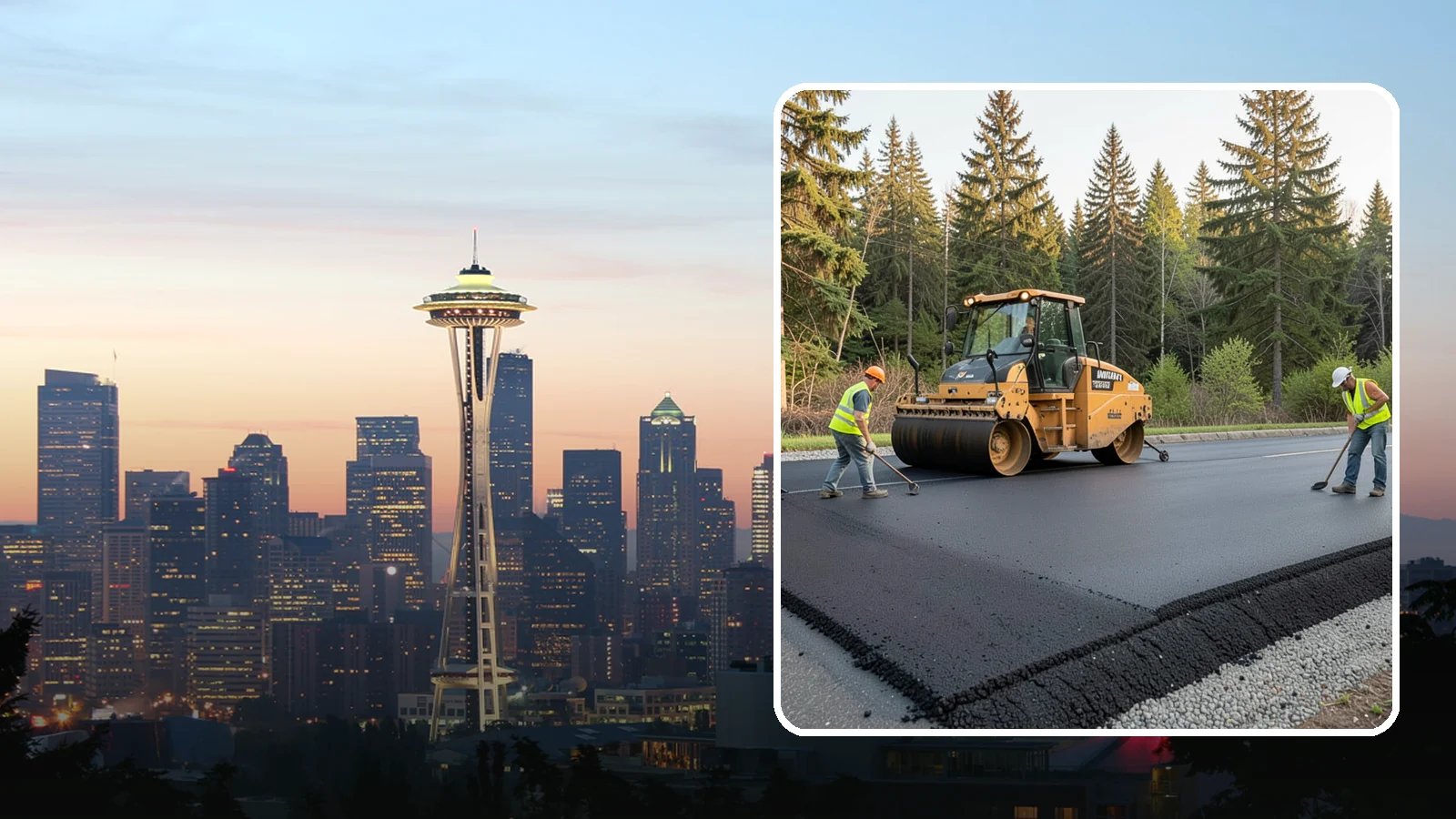 Asphalt Berm Construction in Seattle, King County, WA - Machine-extruded asphalt berms and curbs that direct runoff and define pavement edges.