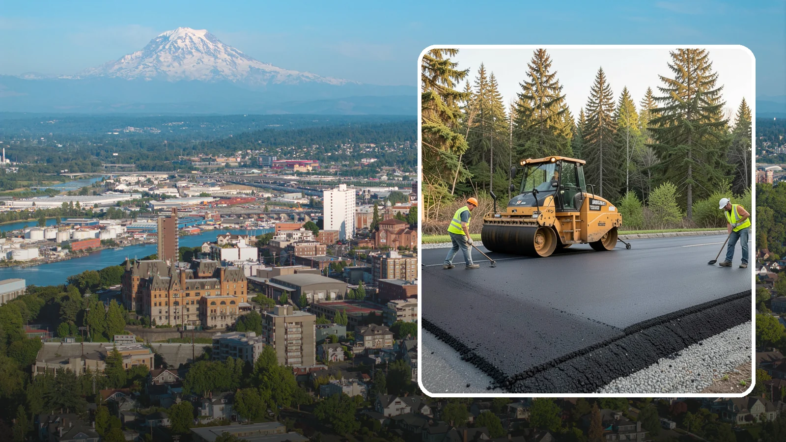 Asphalt Berm Construction in Tacoma, Pierce County, WA - Machine-extruded asphalt berms and curbs that direct runoff and define pavement edges.