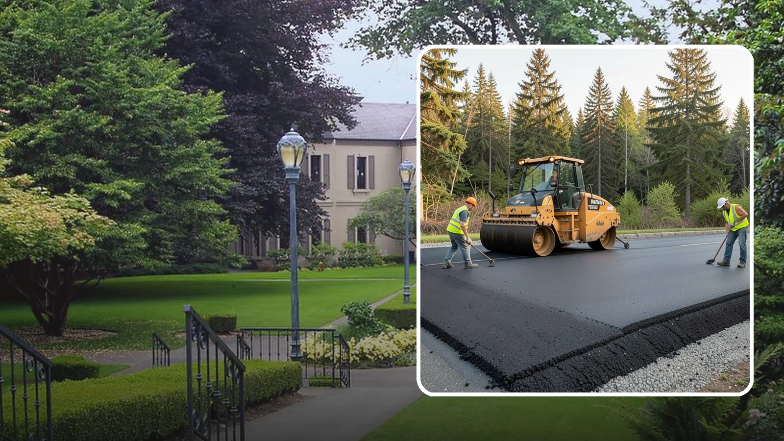 Asphalt Berm Construction in Woodinville, King County, WA - Machine-extruded asphalt berms and curbs that direct runoff and define pavement edges.