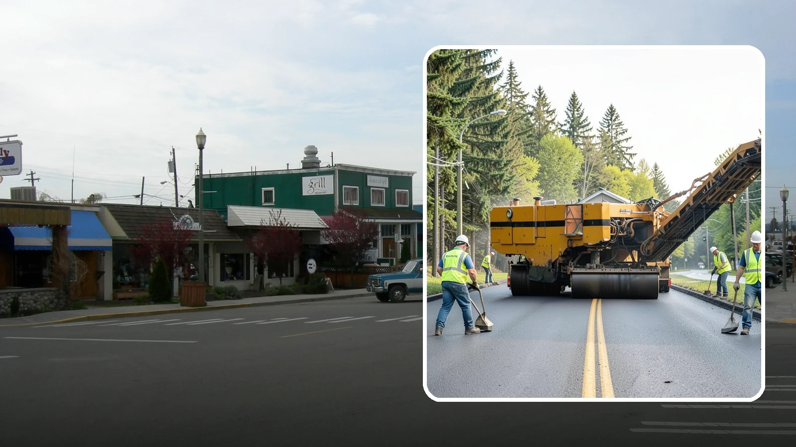 Asphalt Milling in Stanwood, Snohomish County, WA - Cold milling that removes worn asphalt to grade in preparation for overlays and reconstruction.