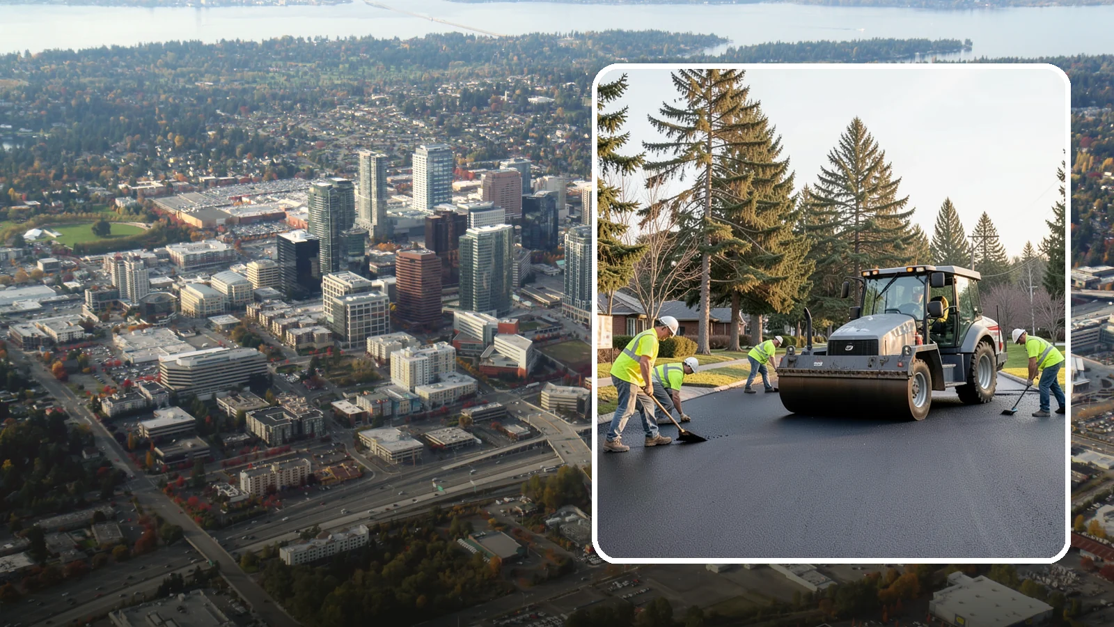 Asphalt Overlay in Bellevue, King County, WA - Asphalt overlays that extend pavement life across streets, lots, and trails without full reconstruction.