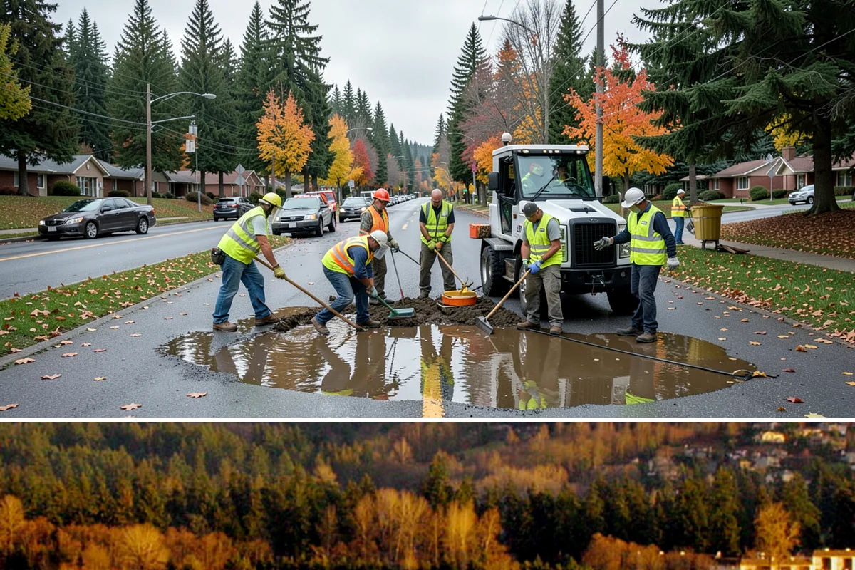 Asphalt Overlay in Kenmore, King County, WA - Overlays are a summer operation, scheduled when sustained dry, warm weather allows proper compaction and bonding.