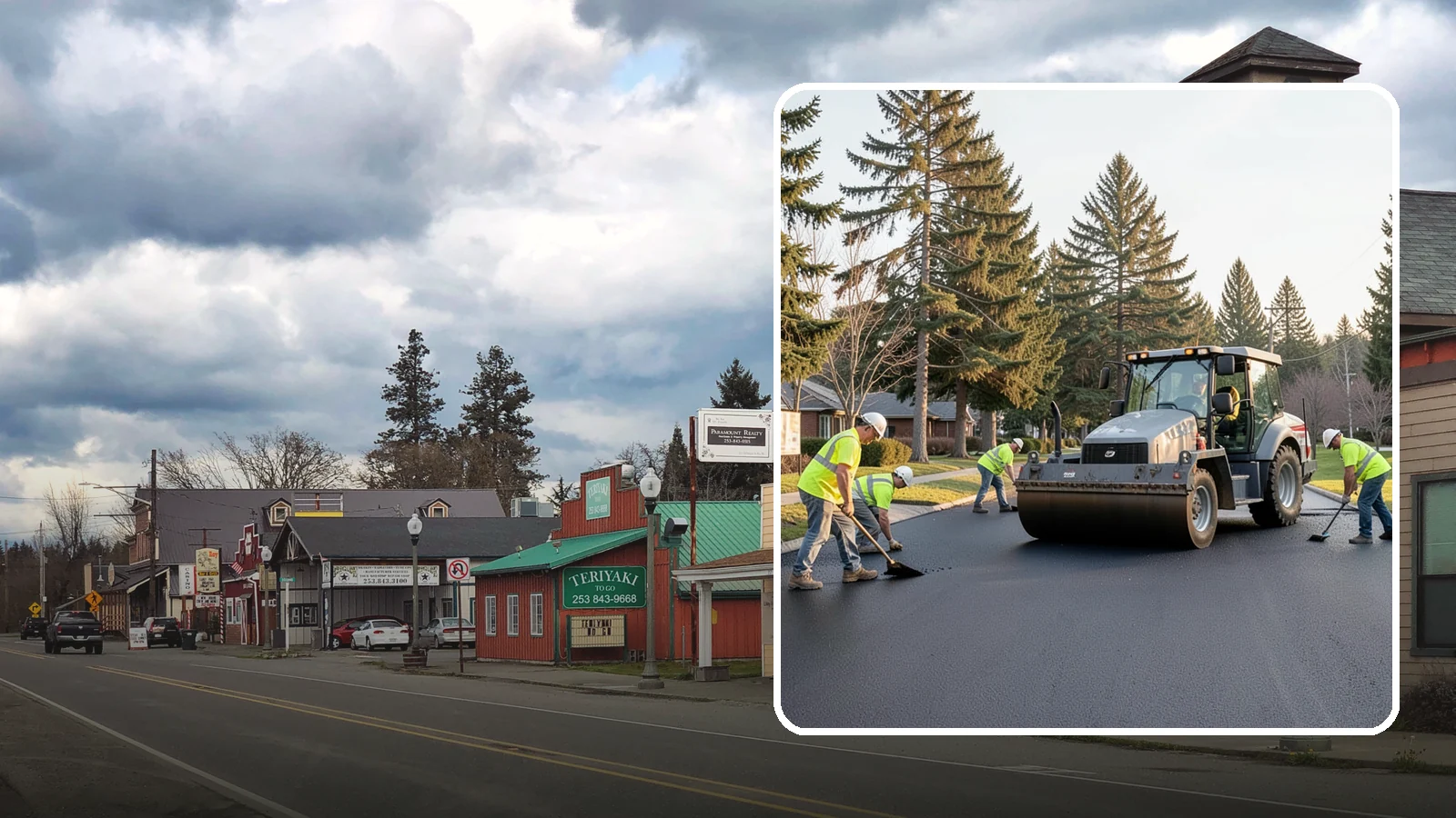 Asphalt Overlay in Roy, Pierce County, WA - Asphalt overlays that extend pavement life across streets, lots, and trails without full reconstruction.